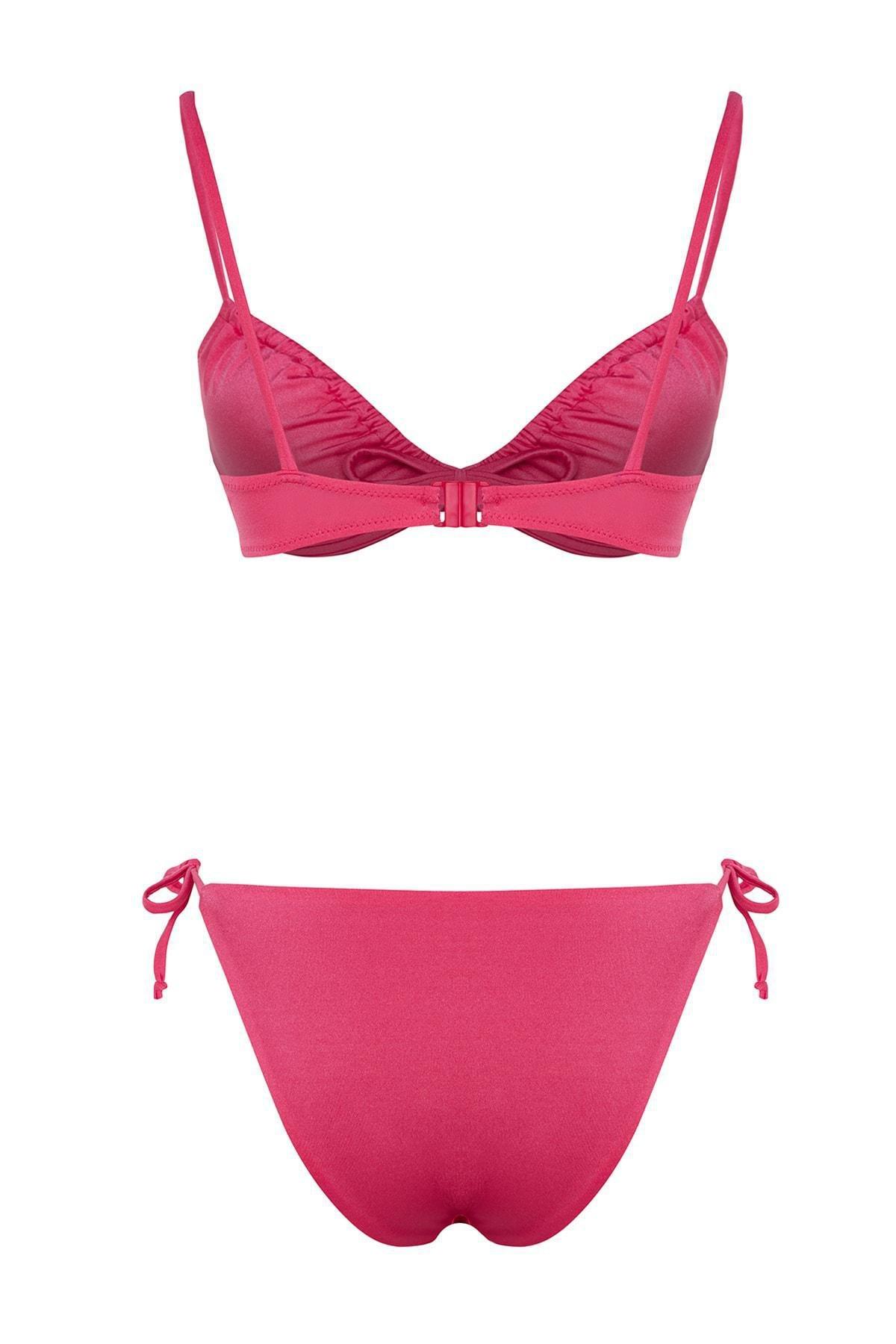 Pink Plain Bikini Set, Pink, large image number 13