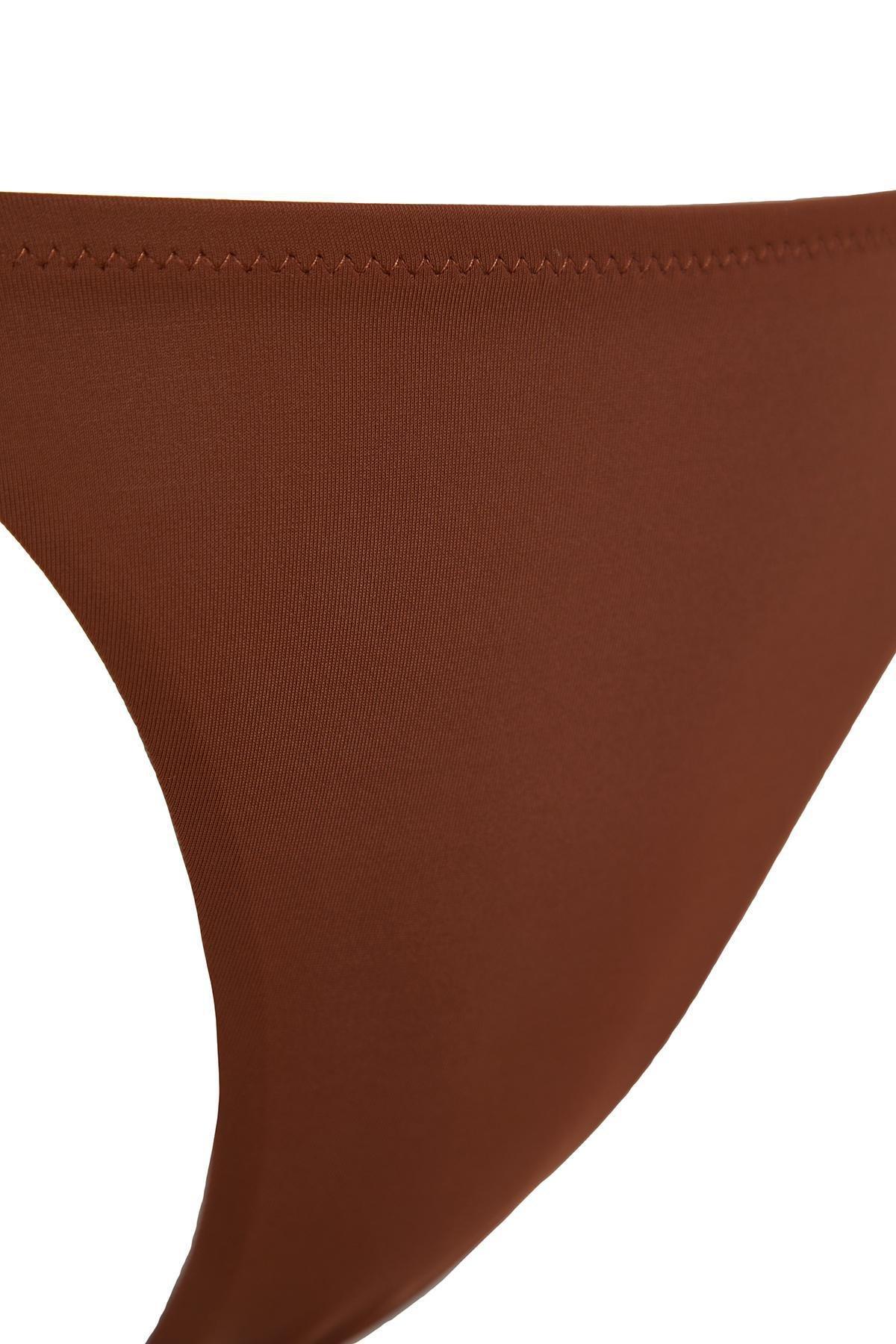 Orange Plain Bikini Bottoms, Dark brown, large image number 5