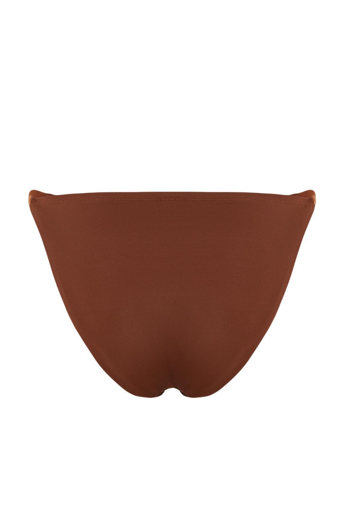 Orange Plain Bikini Bottoms, Dark brown, large image number 6