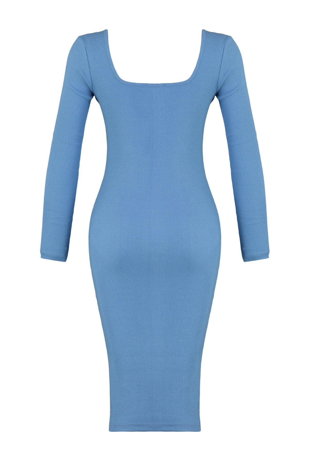 Navy Square Collar Bodycon Dress, , large image number 11
