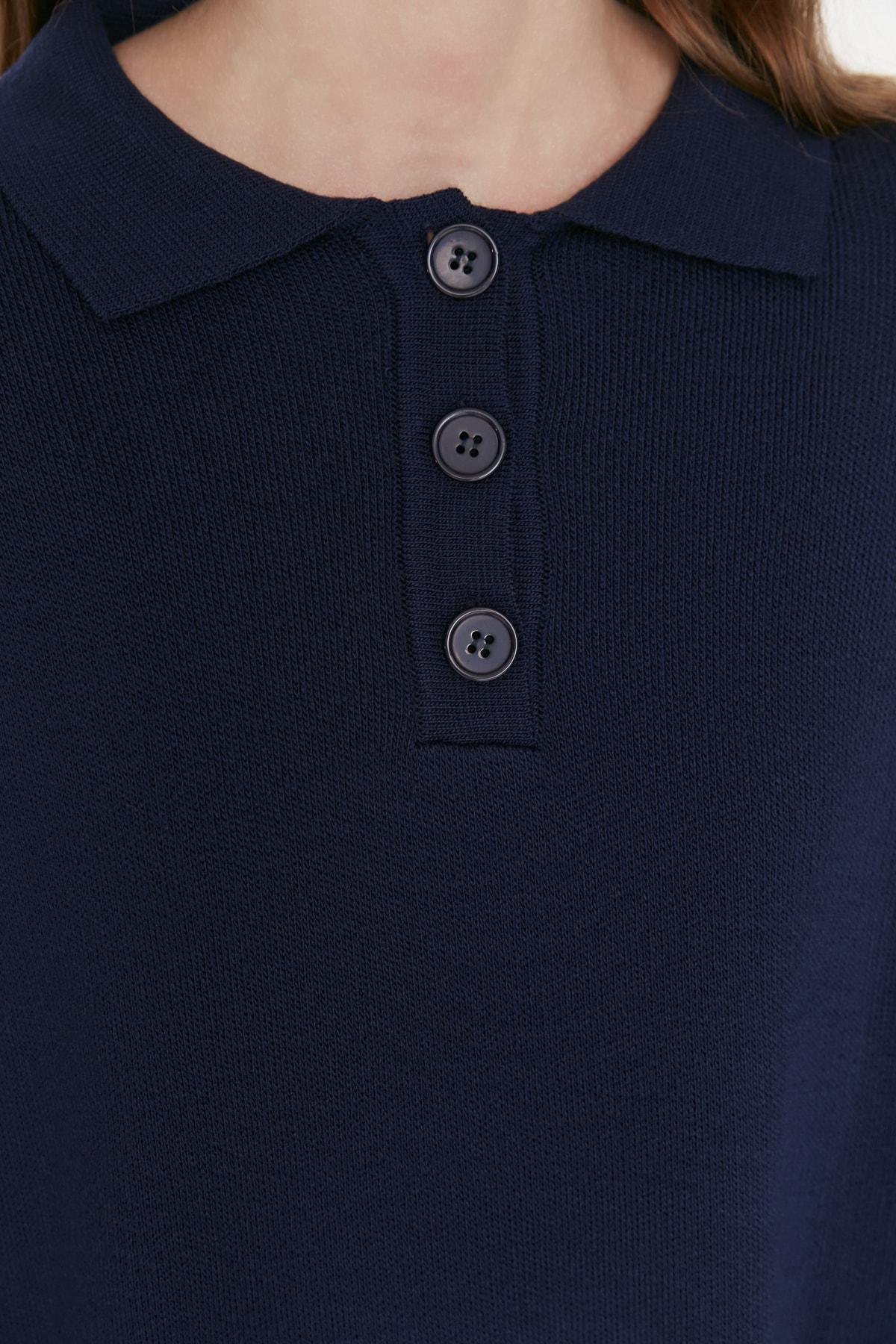 Navy Polo Neck Relaxed Co-Ord Set, Dark blue, large image number 3