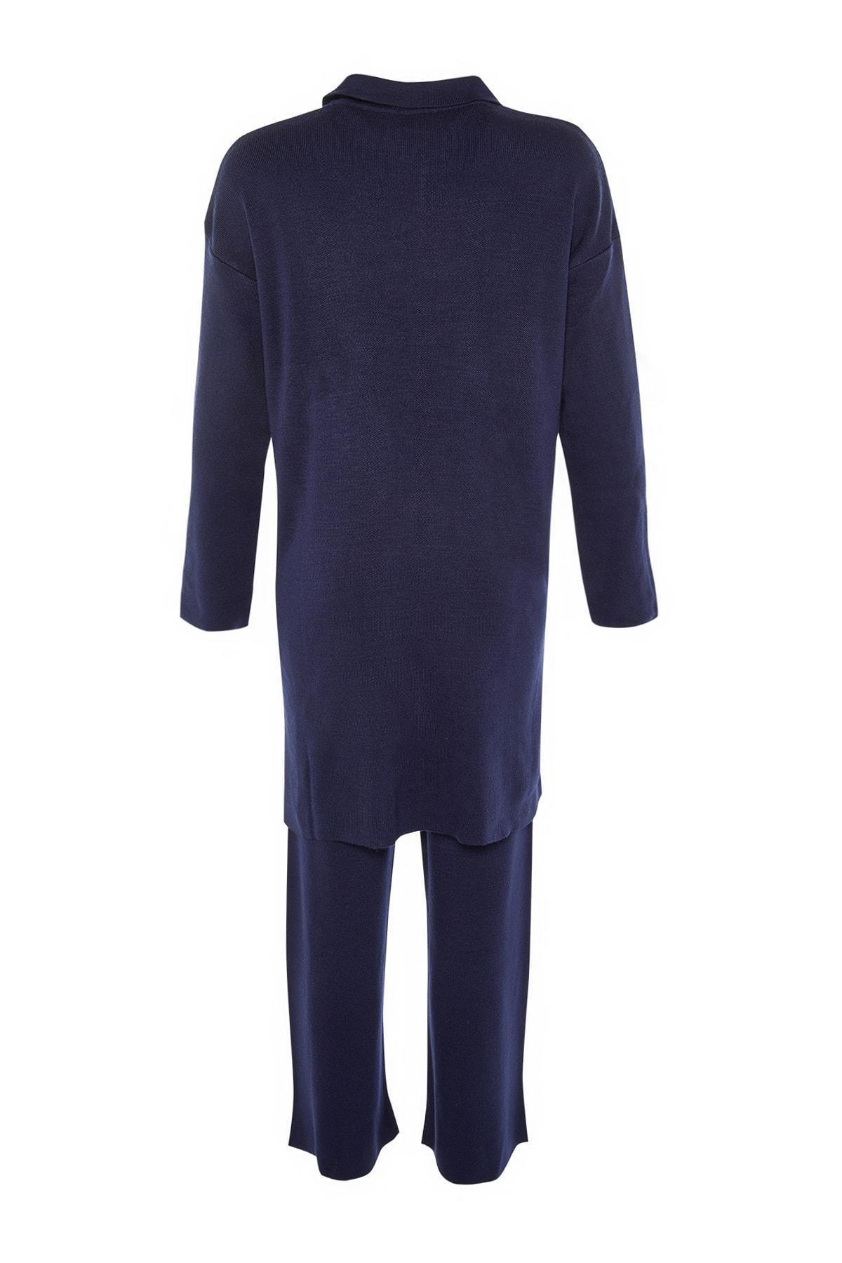 Navy Polo Neck Relaxed Co-Ord Set, Dark blue, large image number 7