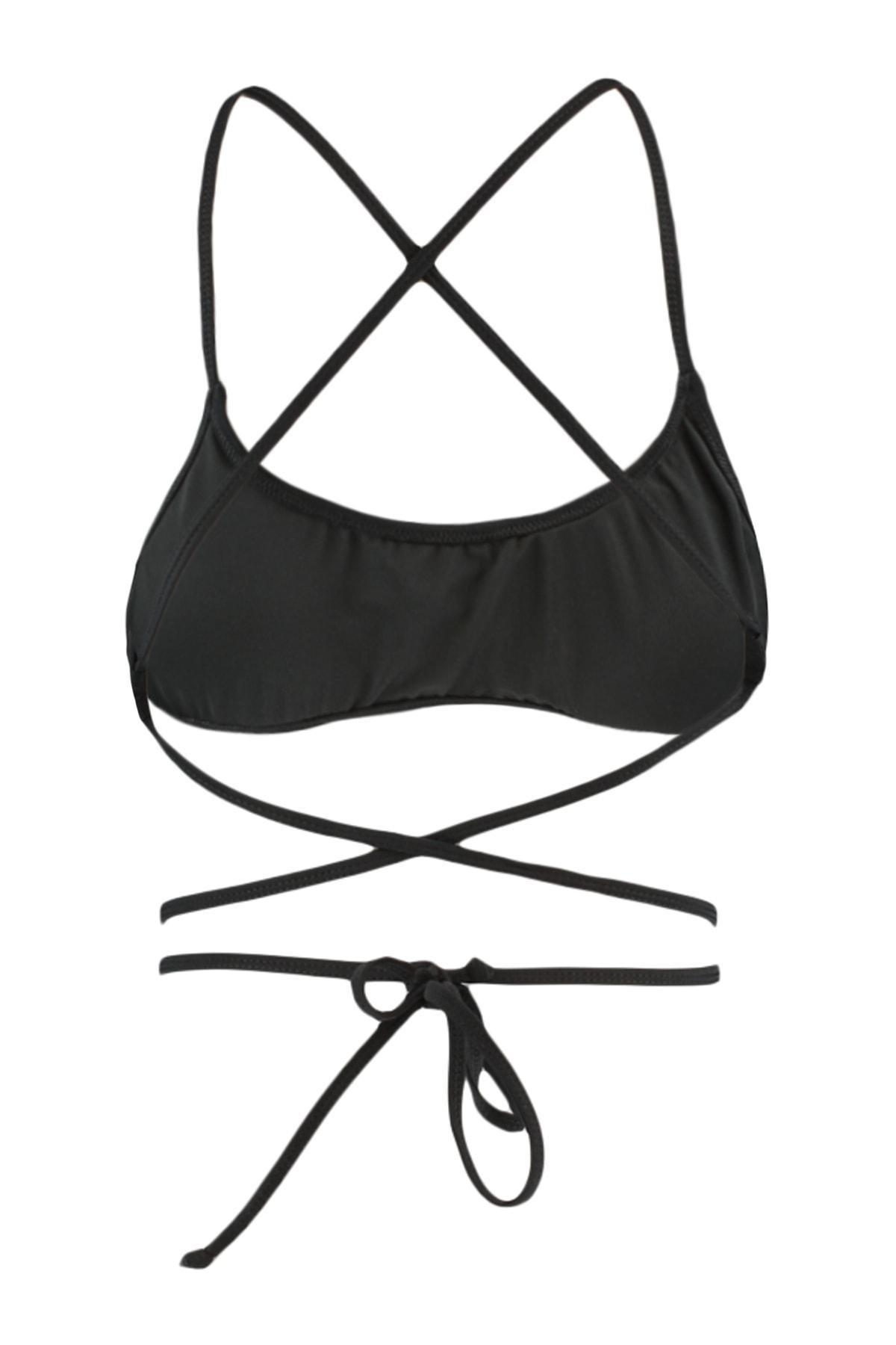 Black Plain Bikini Top, Black, large image number 6