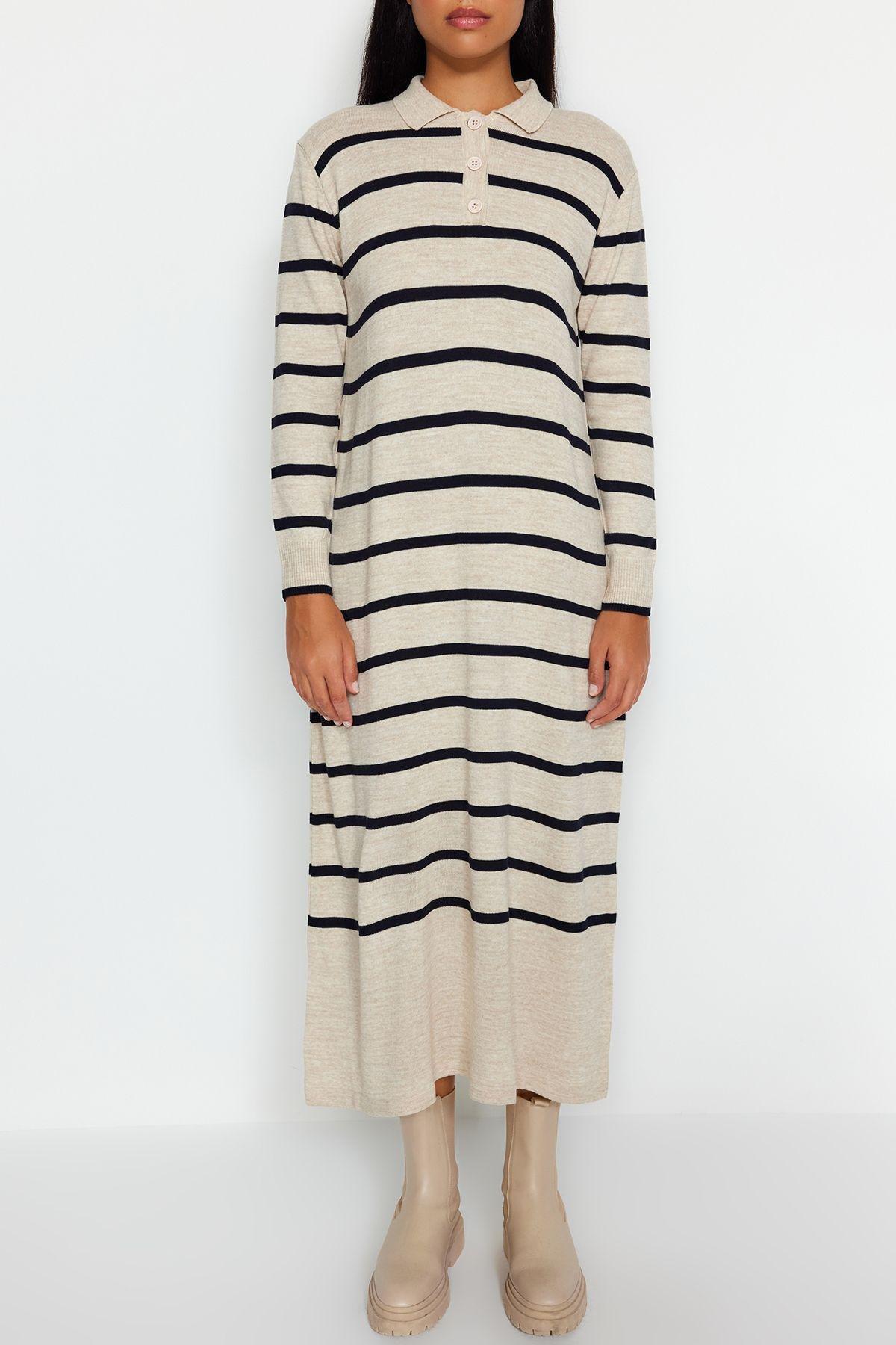 Indigo Striped Shirt Dress, , large image number 5