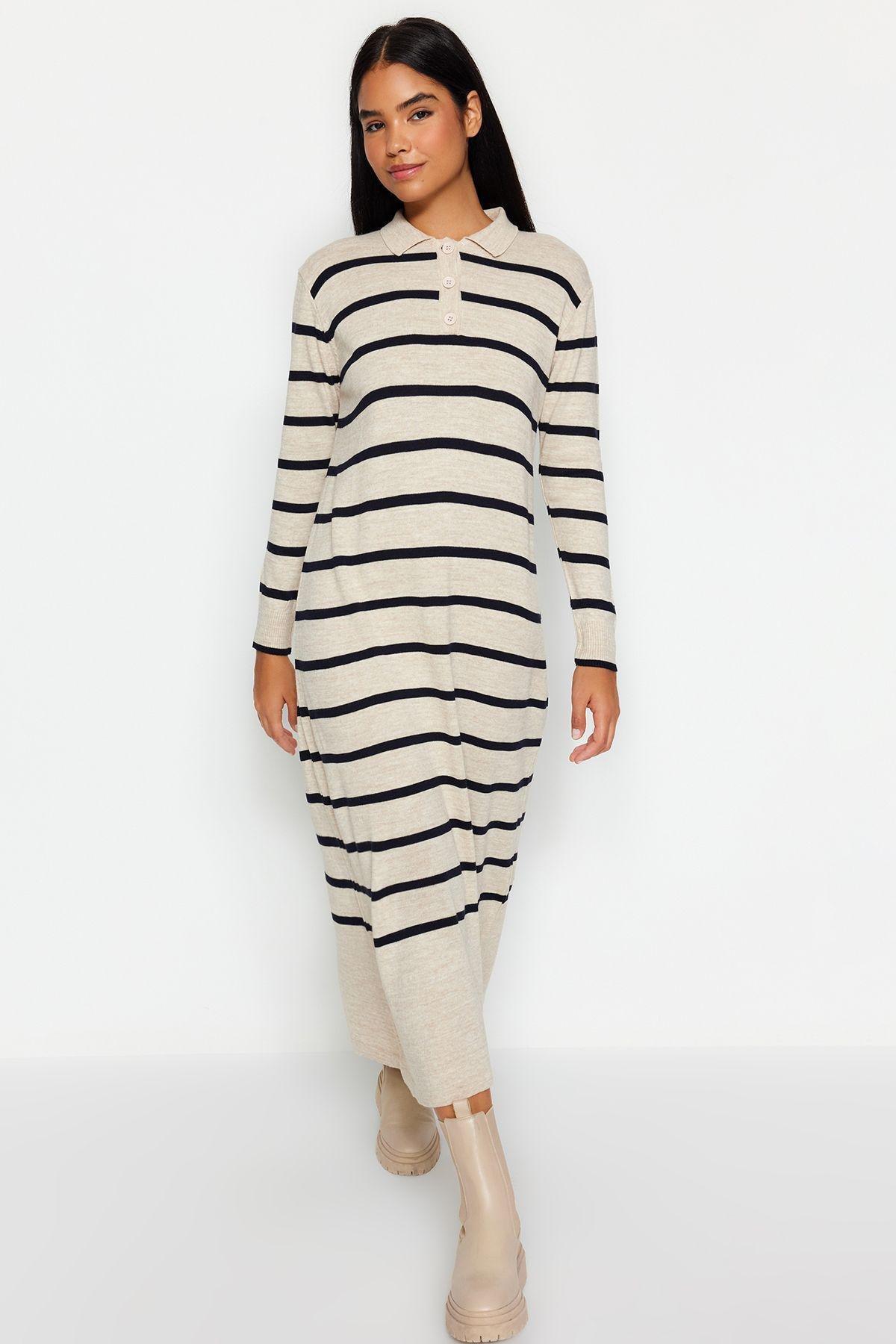 Indigo Striped Shirt Dress, , large image number 6