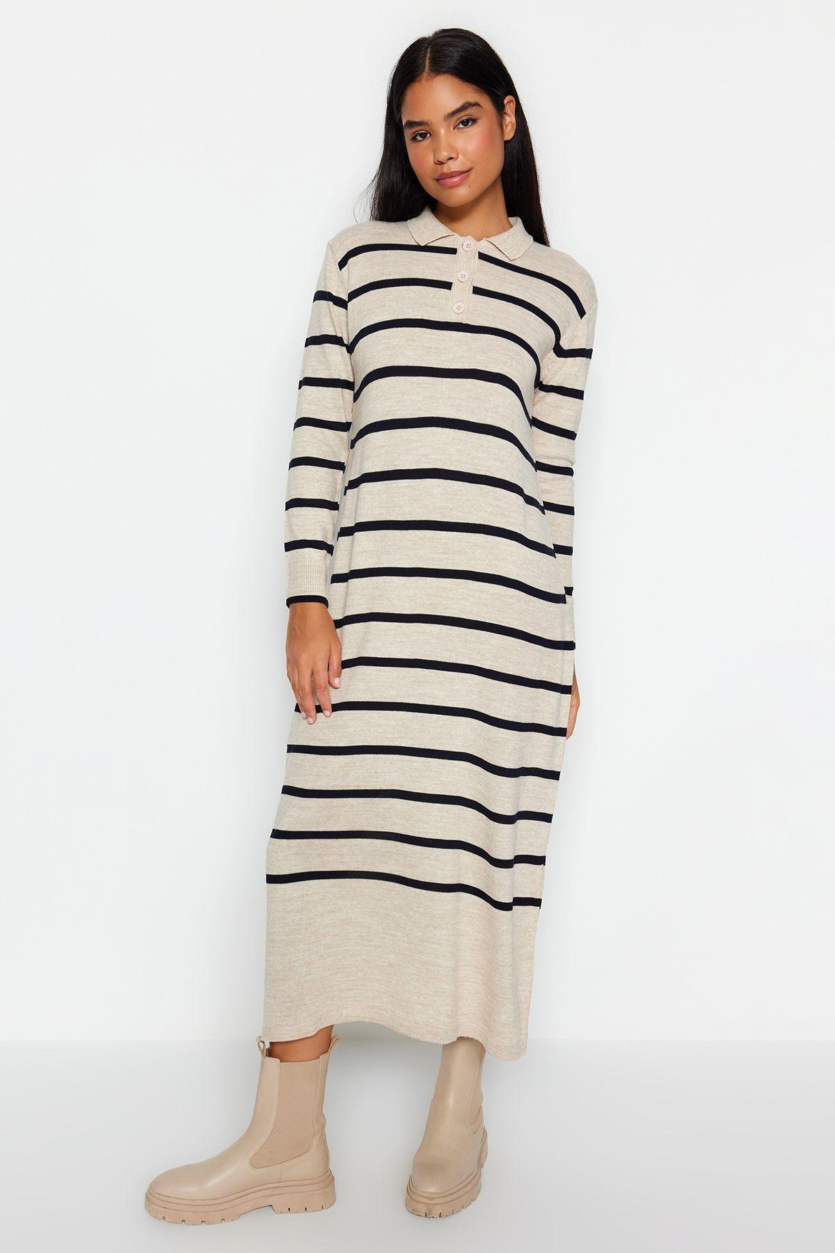 Indigo Striped Shirt Dress, , large image number 7