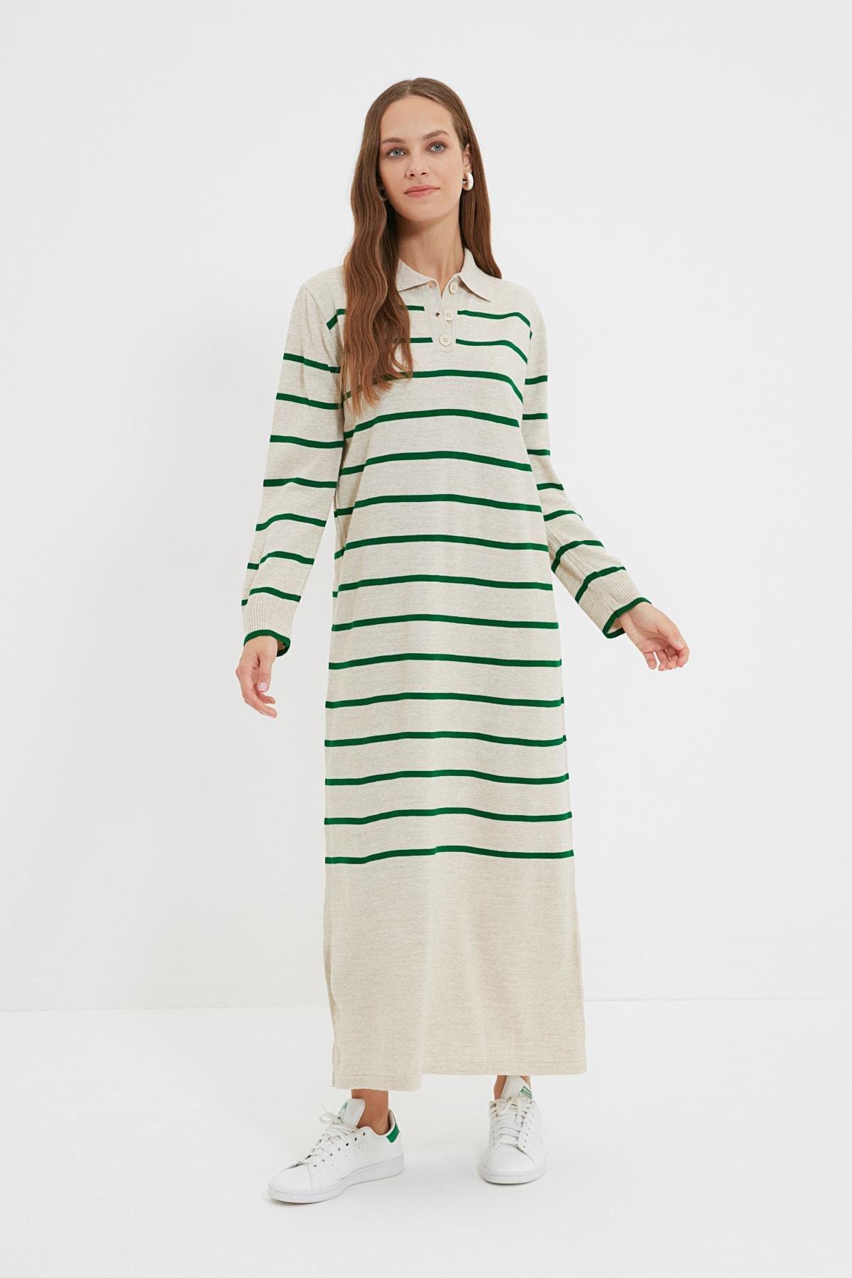 Beige Polo Neck Dress, , large image number 0