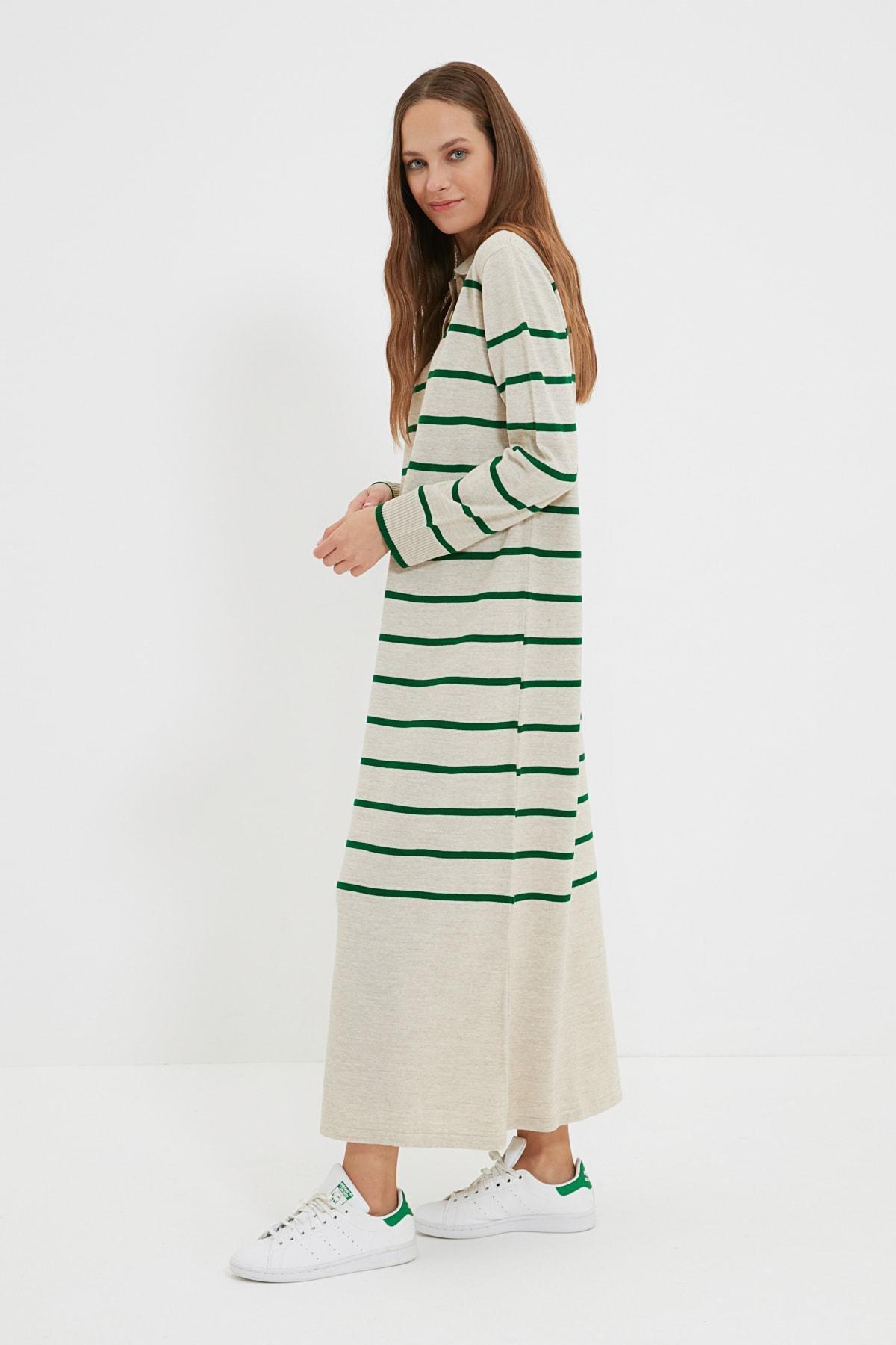 Beige Polo Neck Dress, , large image number 1
