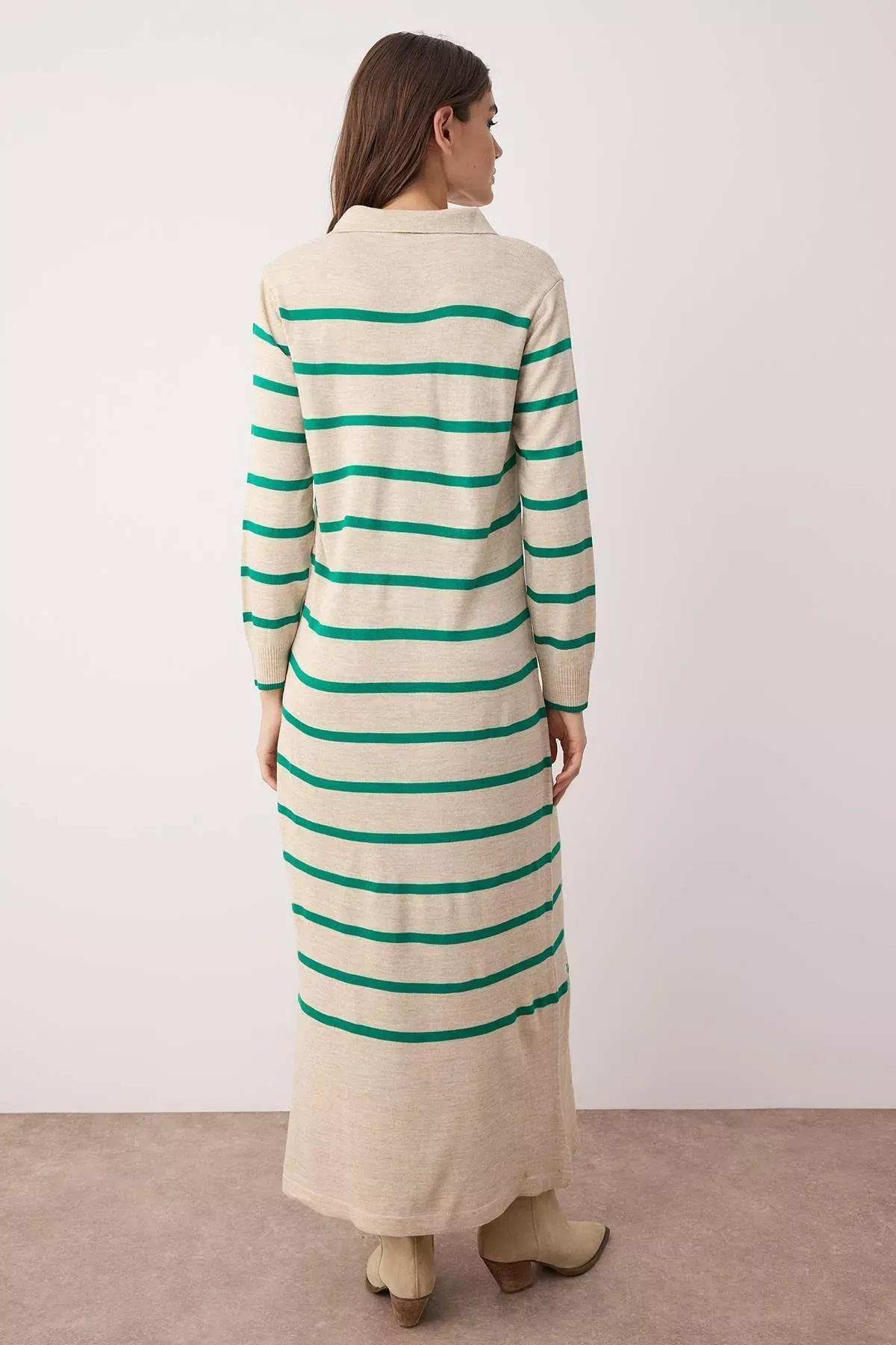 Beige Polo Neck Dress, , large image number 6