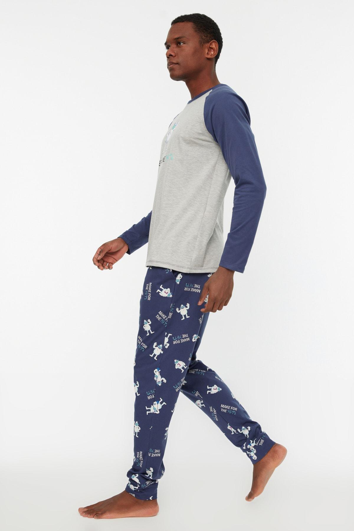 Navy Crew Neck Pajama Set, , large image number 2