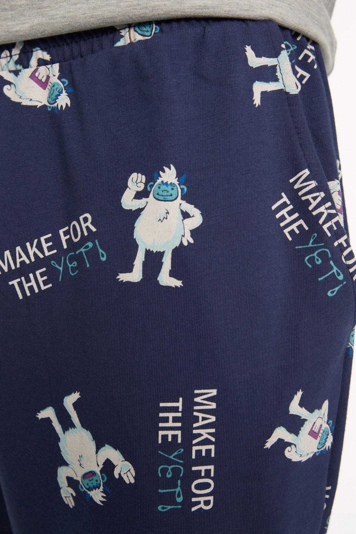 Navy Crew Neck Pajama Set, , large image number 4