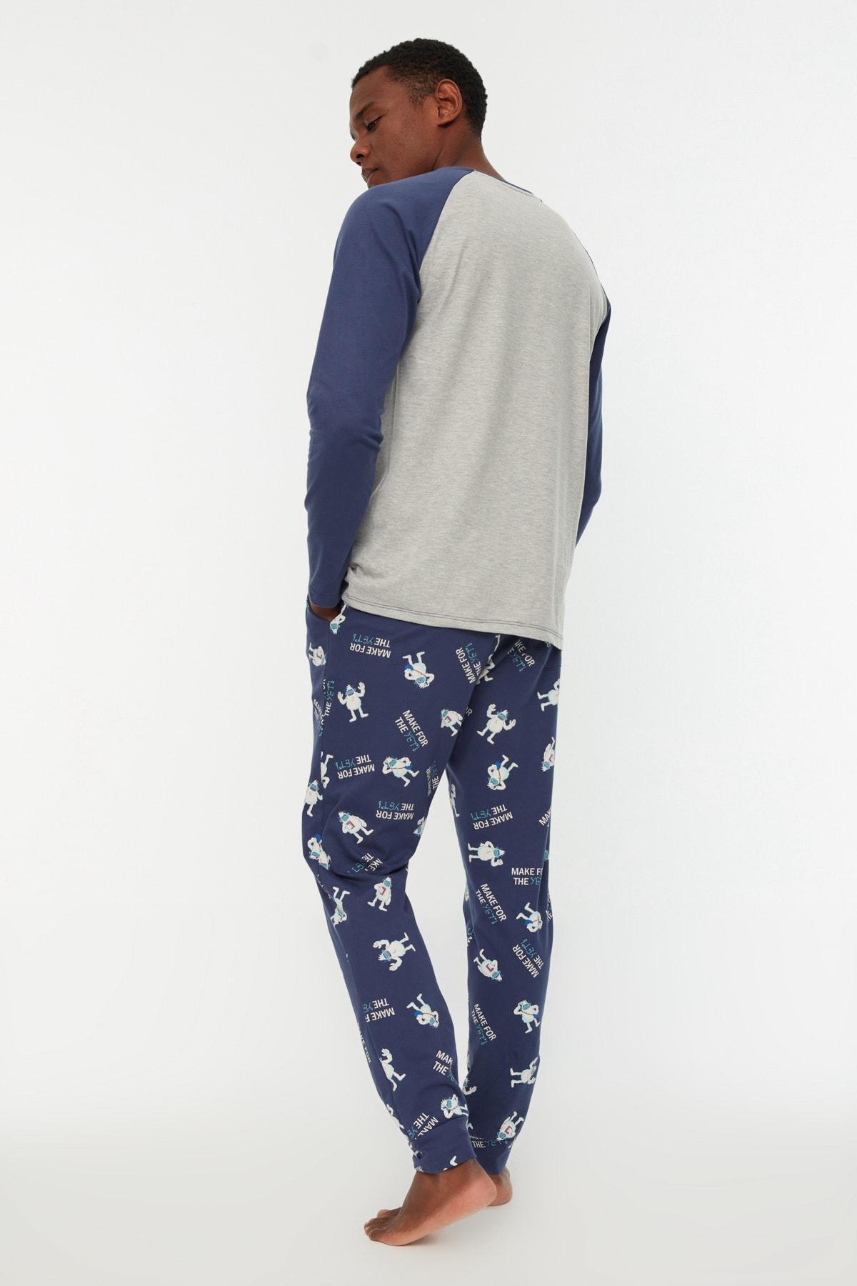 Navy Crew Neck Pajama Set, , large image number 5