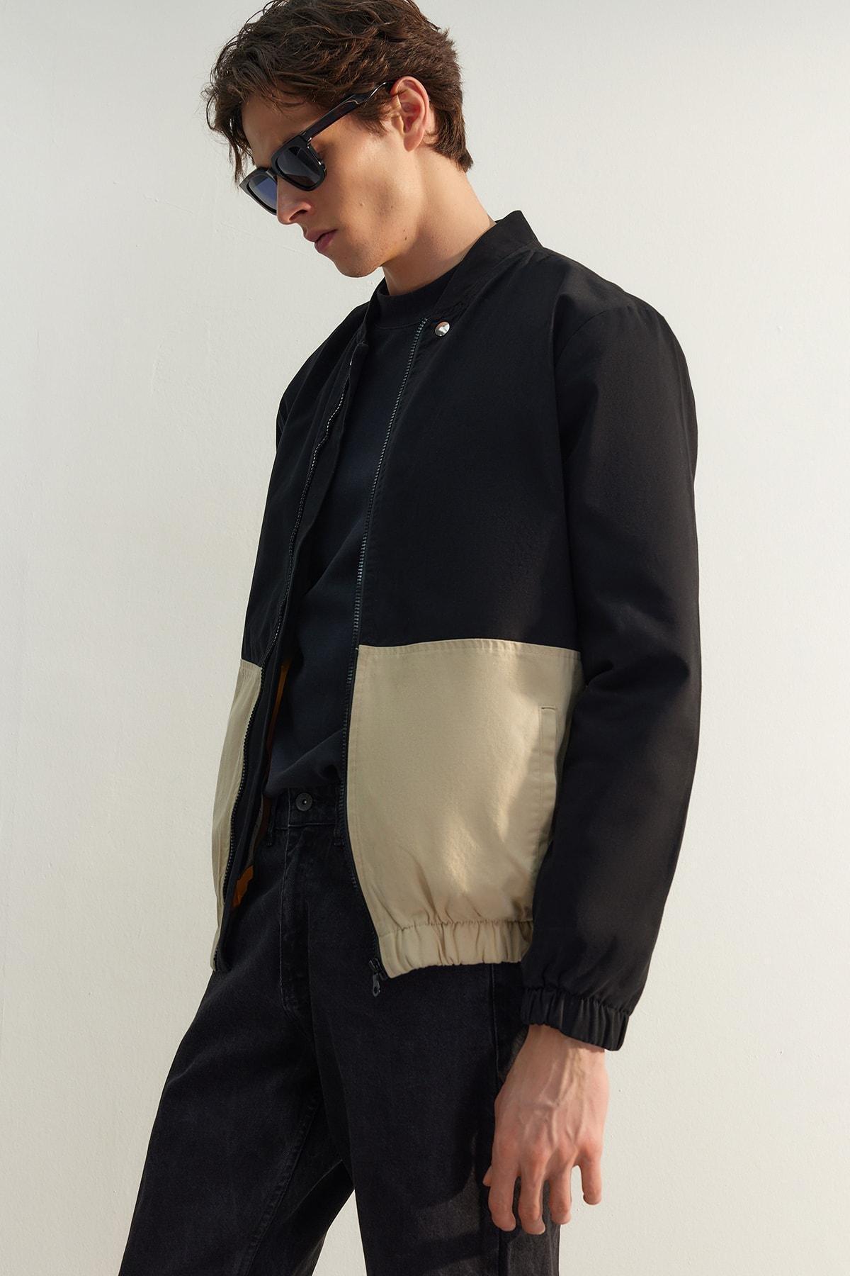 Black Bomber Jacket, Black, large image number 1