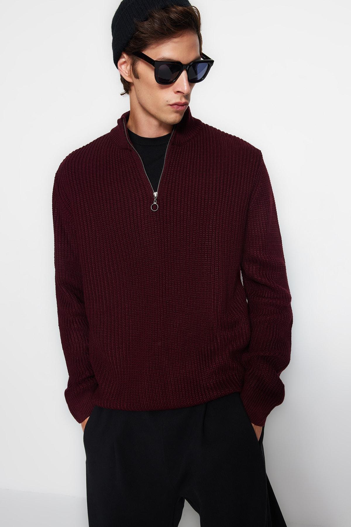 Burgundy Regular Sweater, , large image number 1