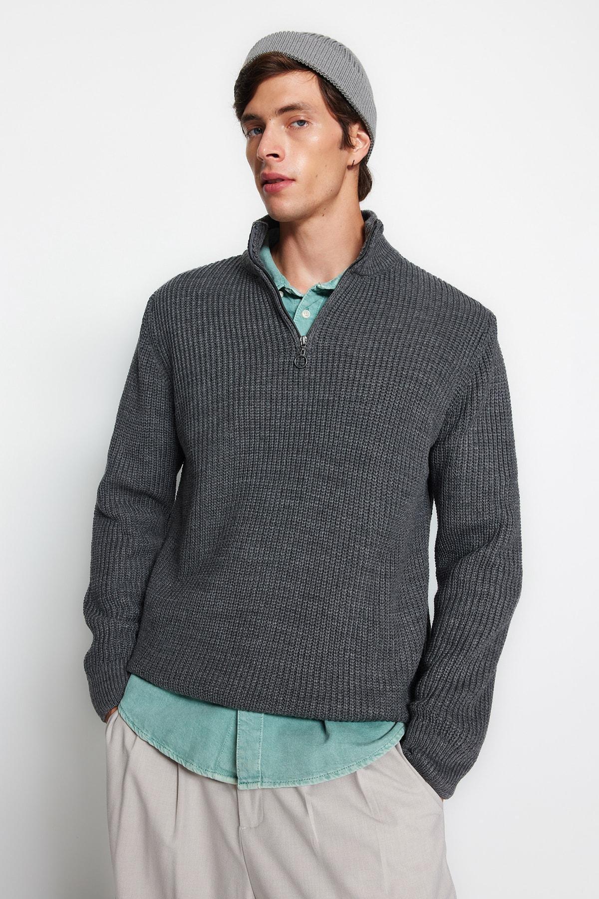 Grey Regular Sweater, DARK GREY, medium