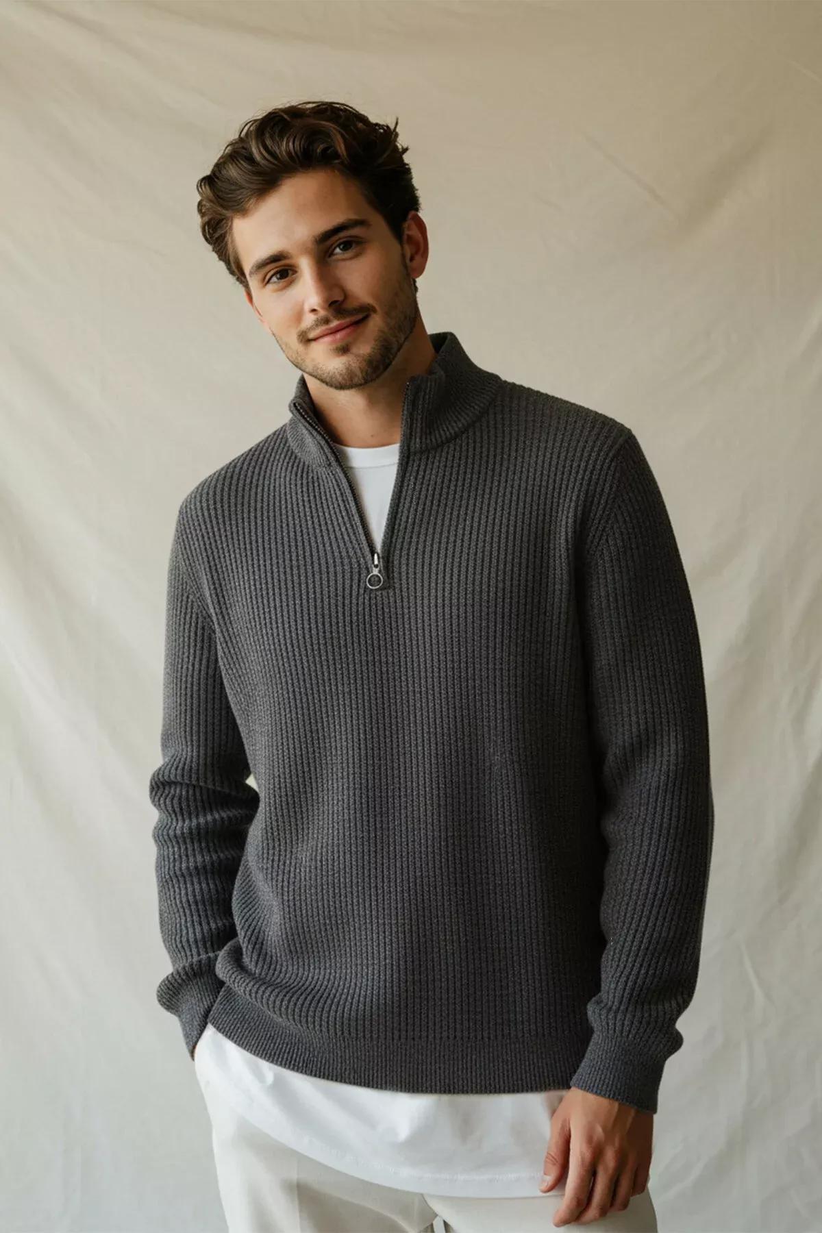 Grey Regular Sweater, DARK GREY, medium