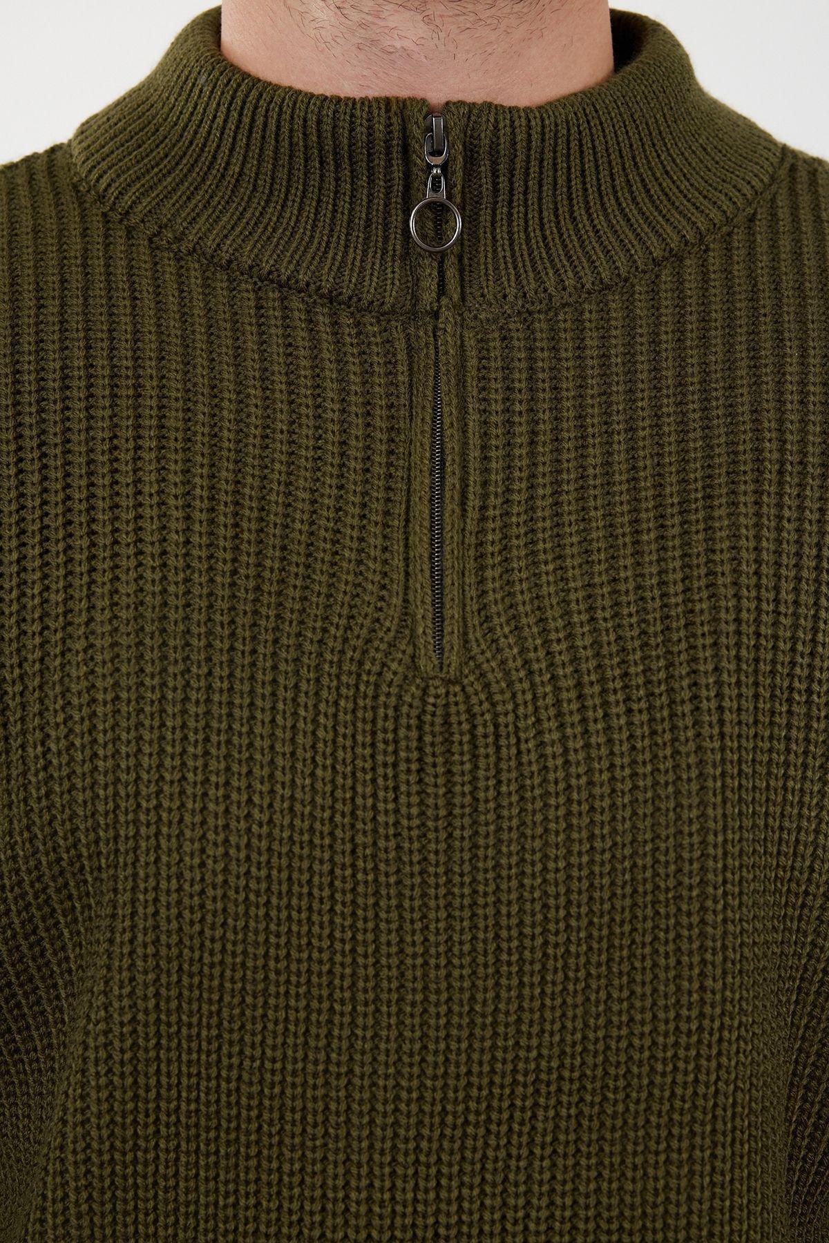 Khaki Texture Casual Sweater, , large image number 3
