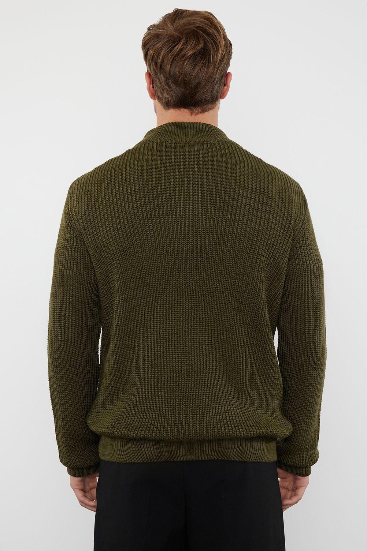 Khaki Texture Casual Sweater, , large image number 4