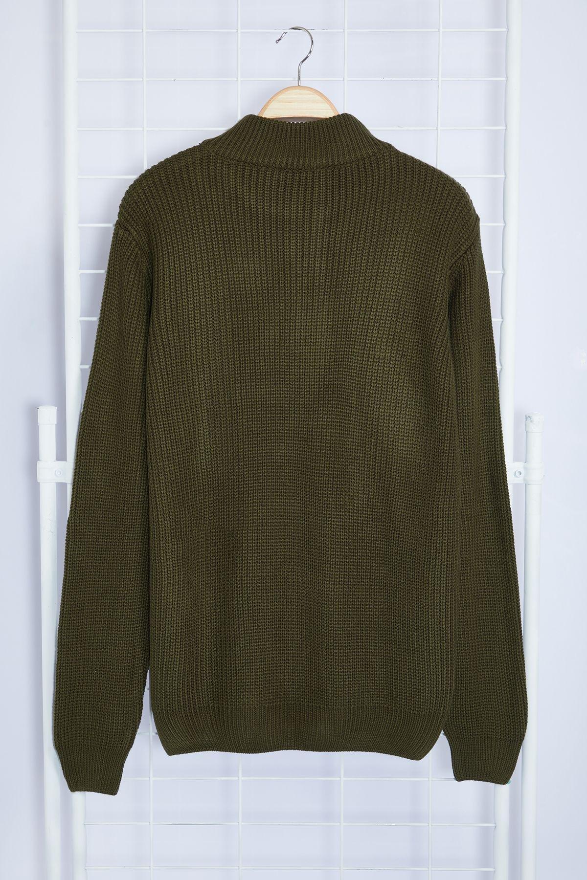 Khaki Texture Casual Sweater, , large image number 6