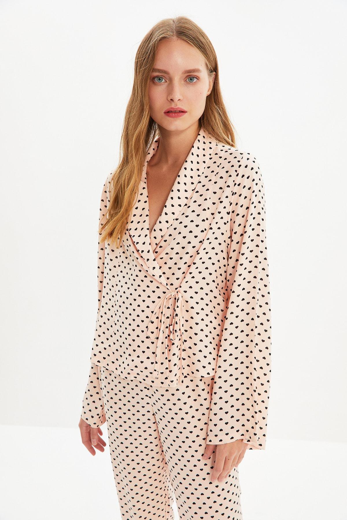 Pink Polka Dot Mid Waist Pajama Set, , large image number 0