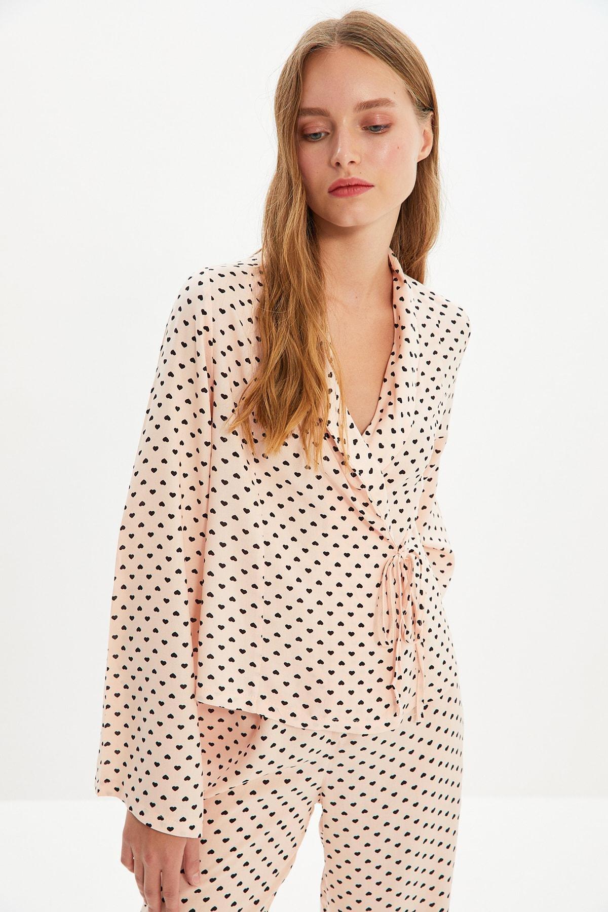 Pink Polka Dot Mid Waist Pajama Set, , large image number 1