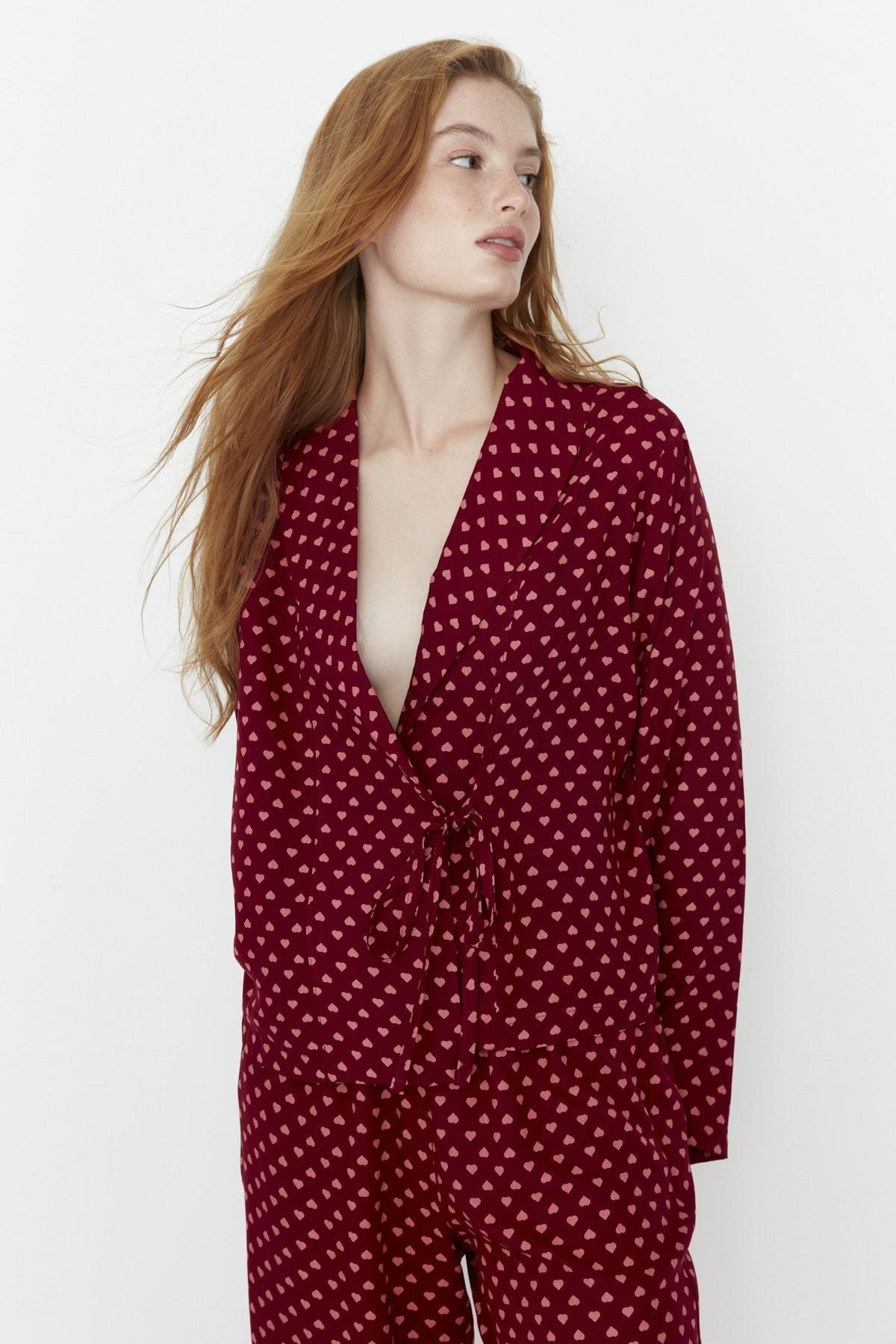 Burgundy Polka Dot Pajama Set, , large image number 0