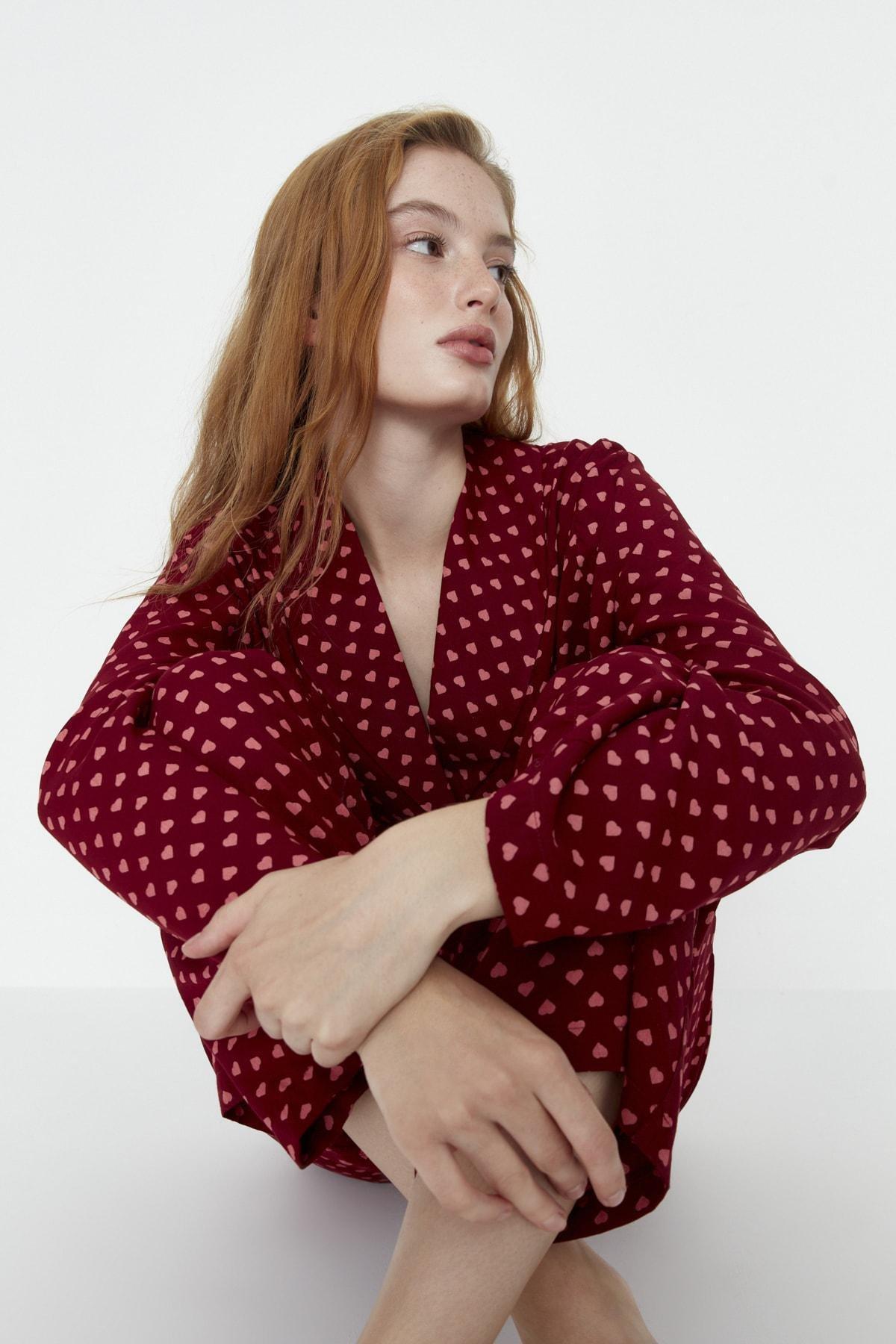 Burgundy Polka Dot Pajama Set, , large image number 2