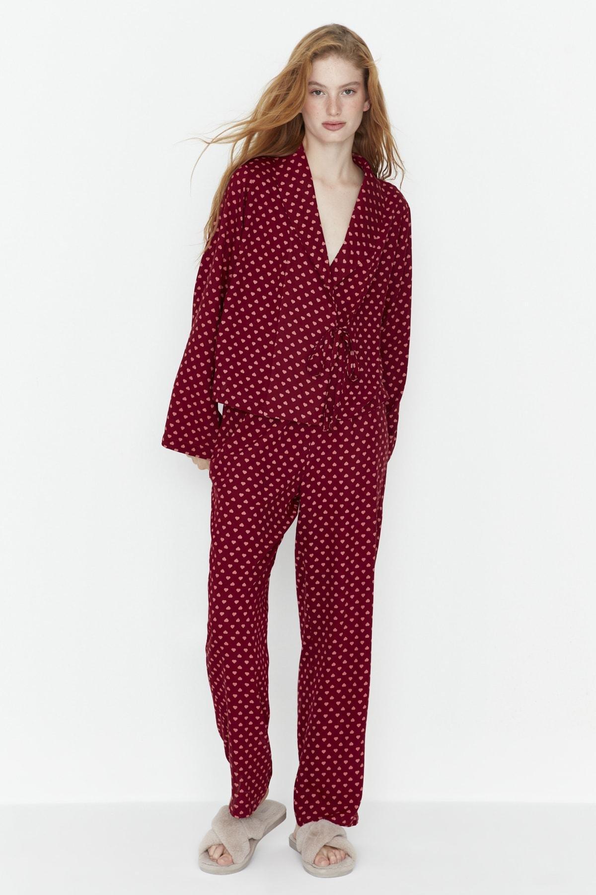 Burgundy Polka Dot Pajama Set, , large image number 4