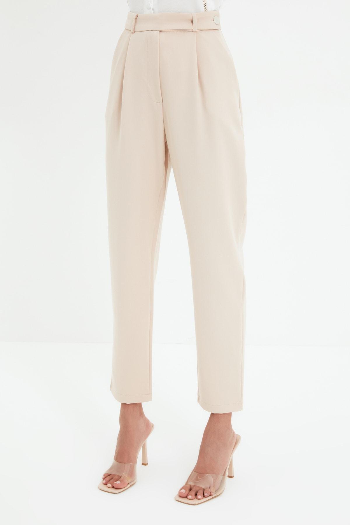 Beige Carrot Pants Pants, , large image number 3