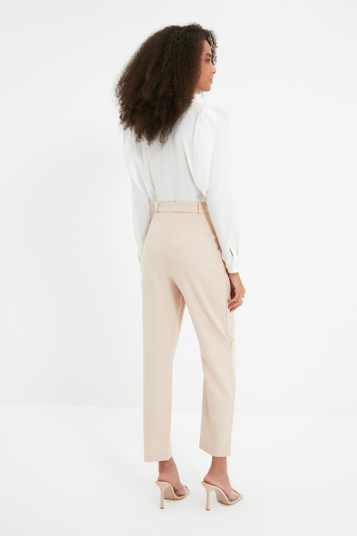 Beige Carrot Pants Pants, , large image number 4