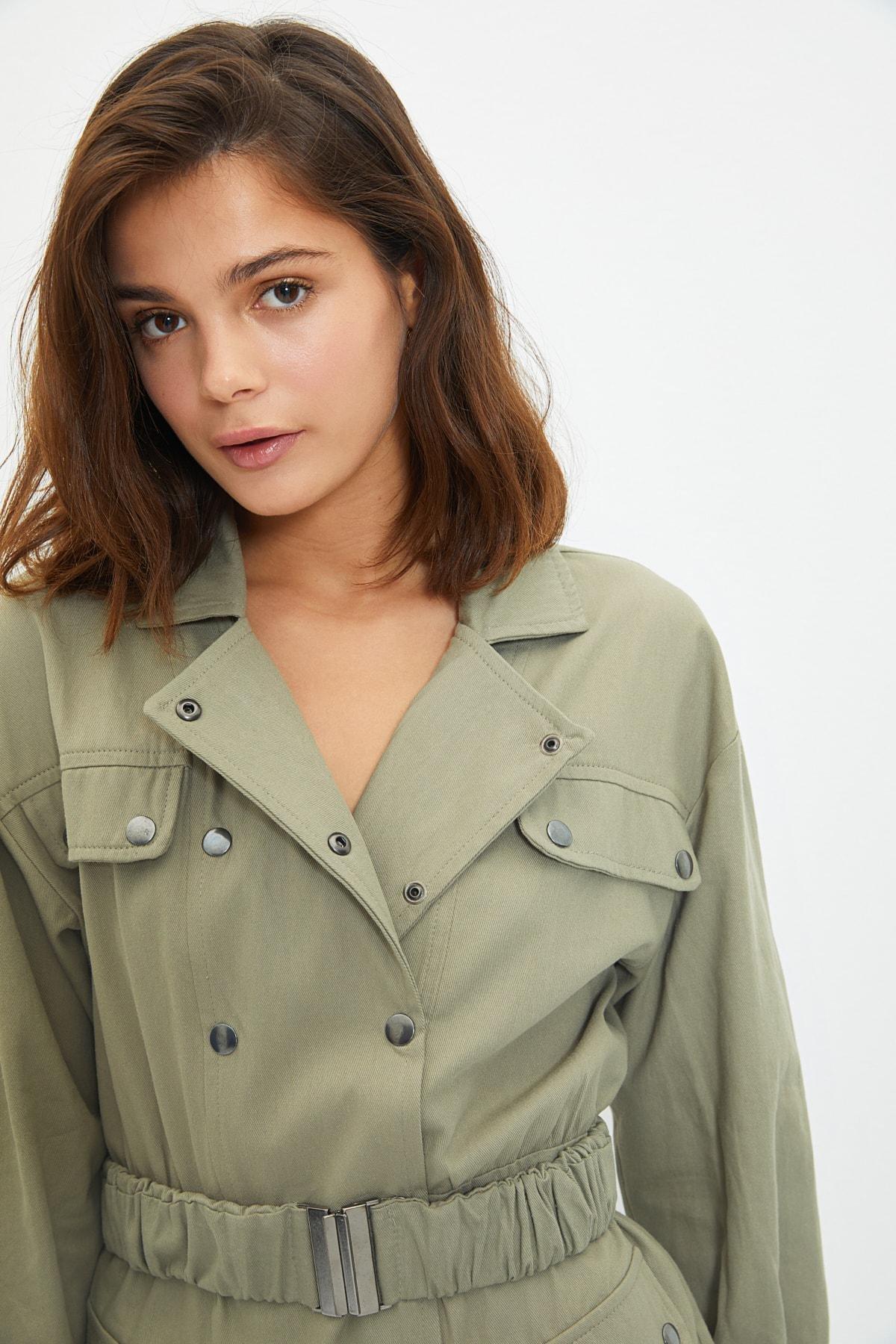 Khaki Blazer Mini Dress, , large image number 1