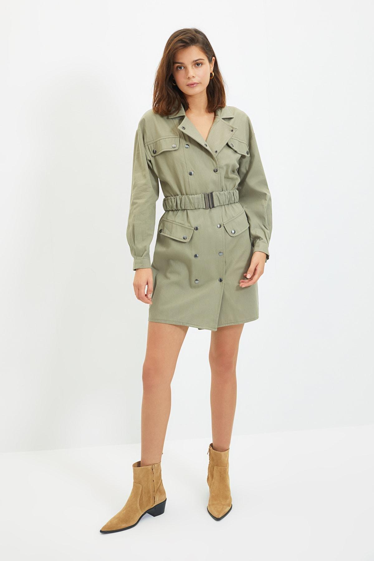 Khaki Blazer Mini Dress, , large image number 2