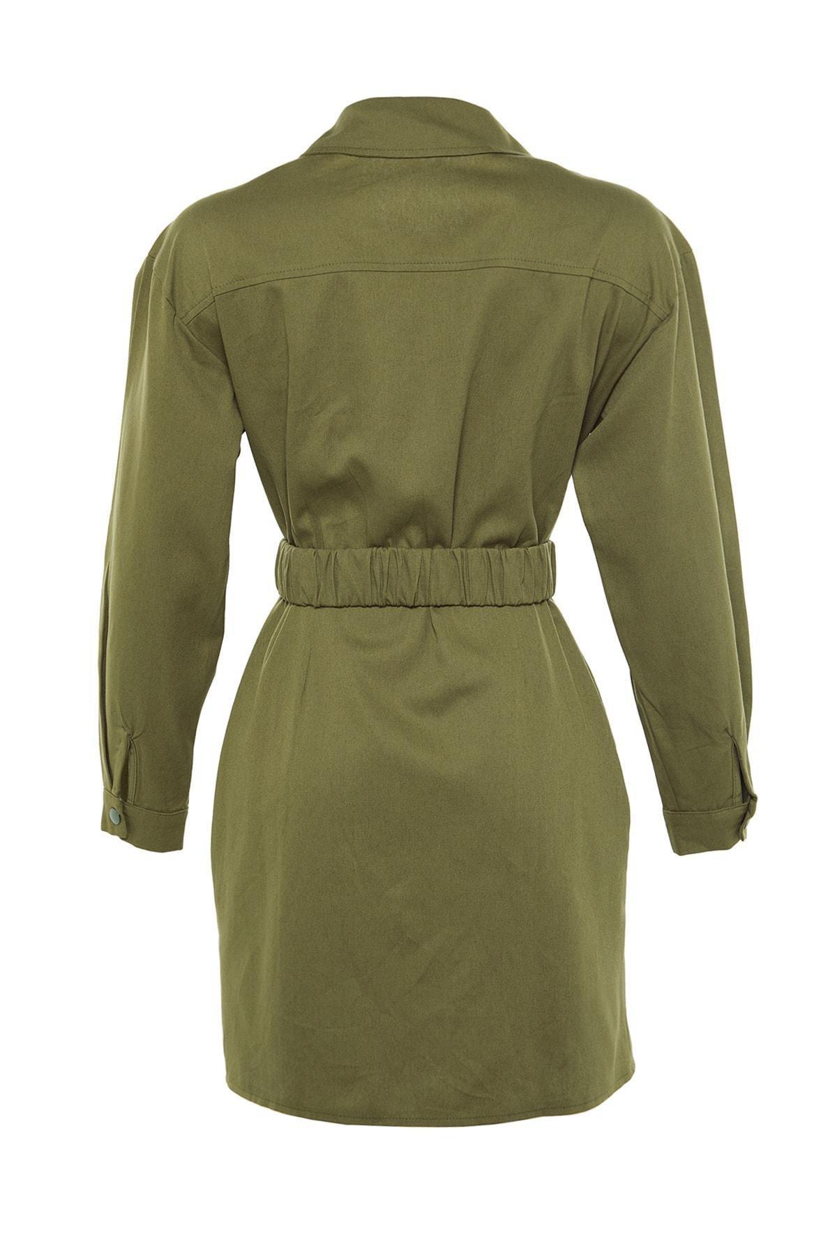 Khaki Blazer Mini Dress, , large image number 6