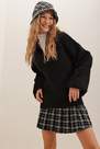 Alacati - Black Standing Collar Oversize Sweater