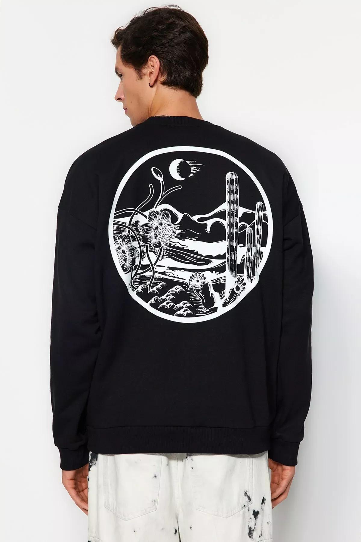 Black Oversize Sweatshirt, , large image number 0