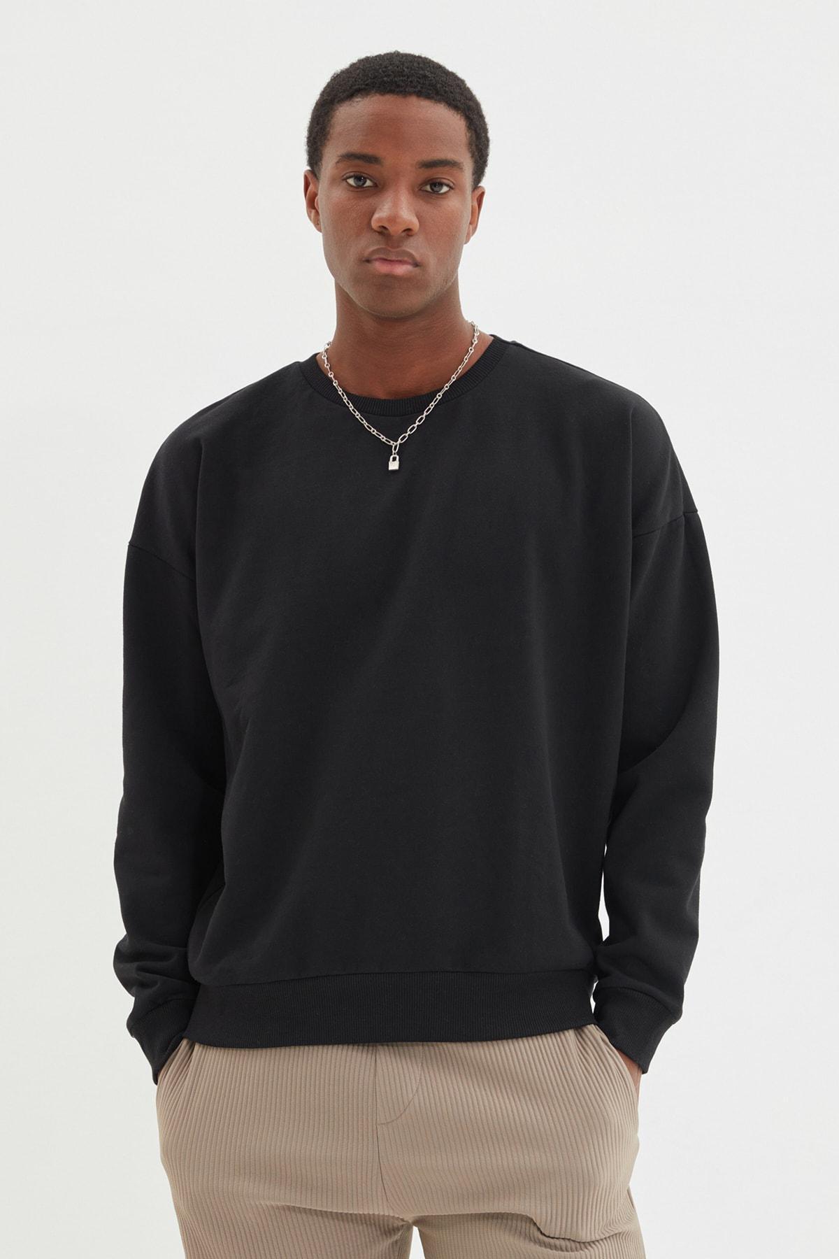 Black Oversize Sweatshirt, , large image number 1