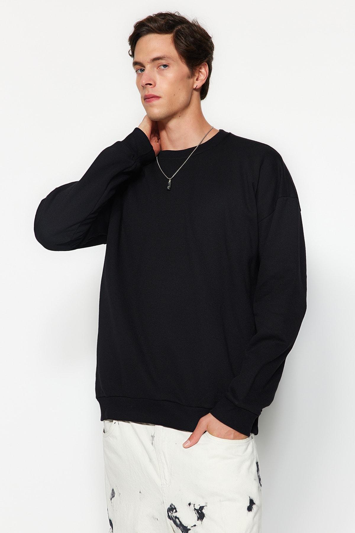 Black Oversize Sweatshirt, , large image number 4