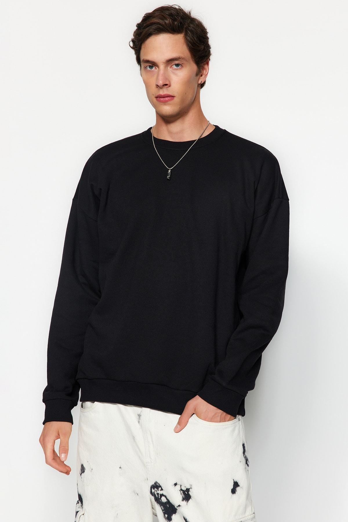 Black Oversize Sweatshirt, , large image number 6