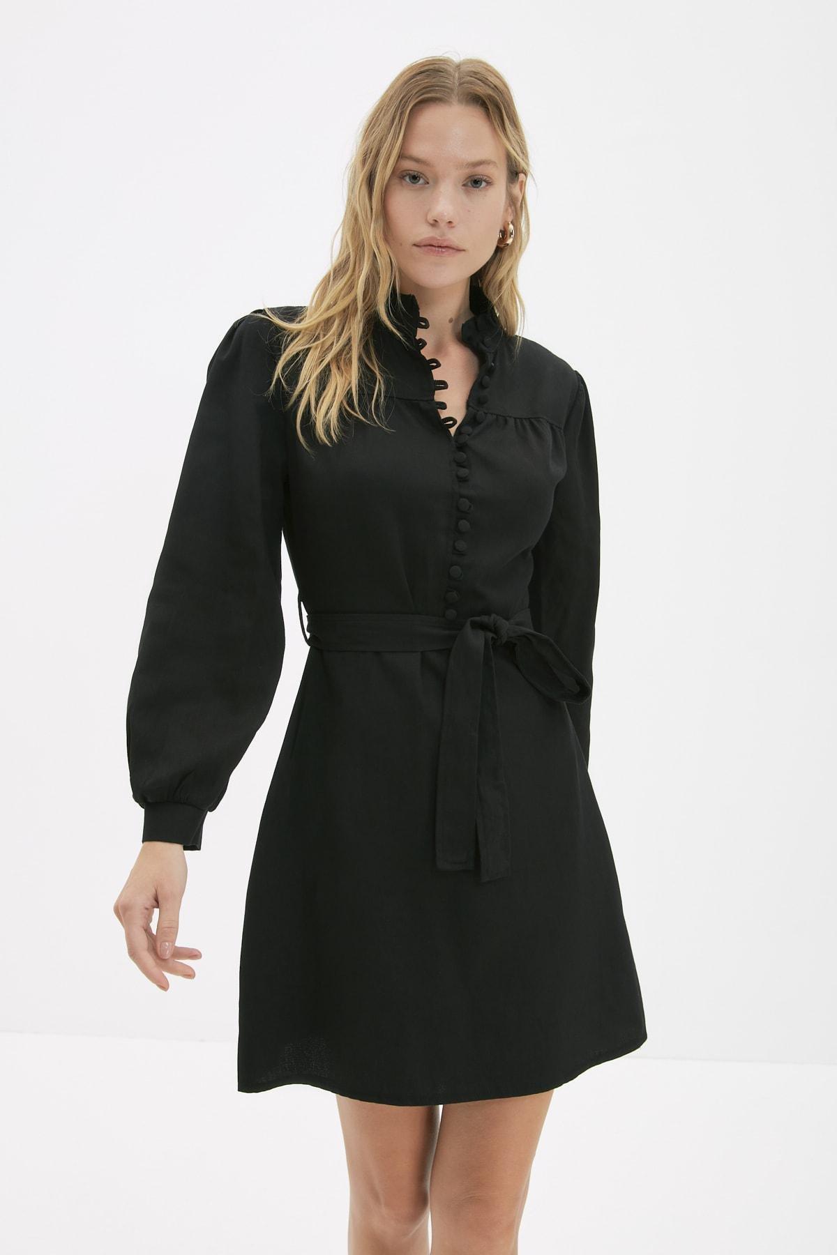 Black Wrapover Mini Dress, , large image number 0