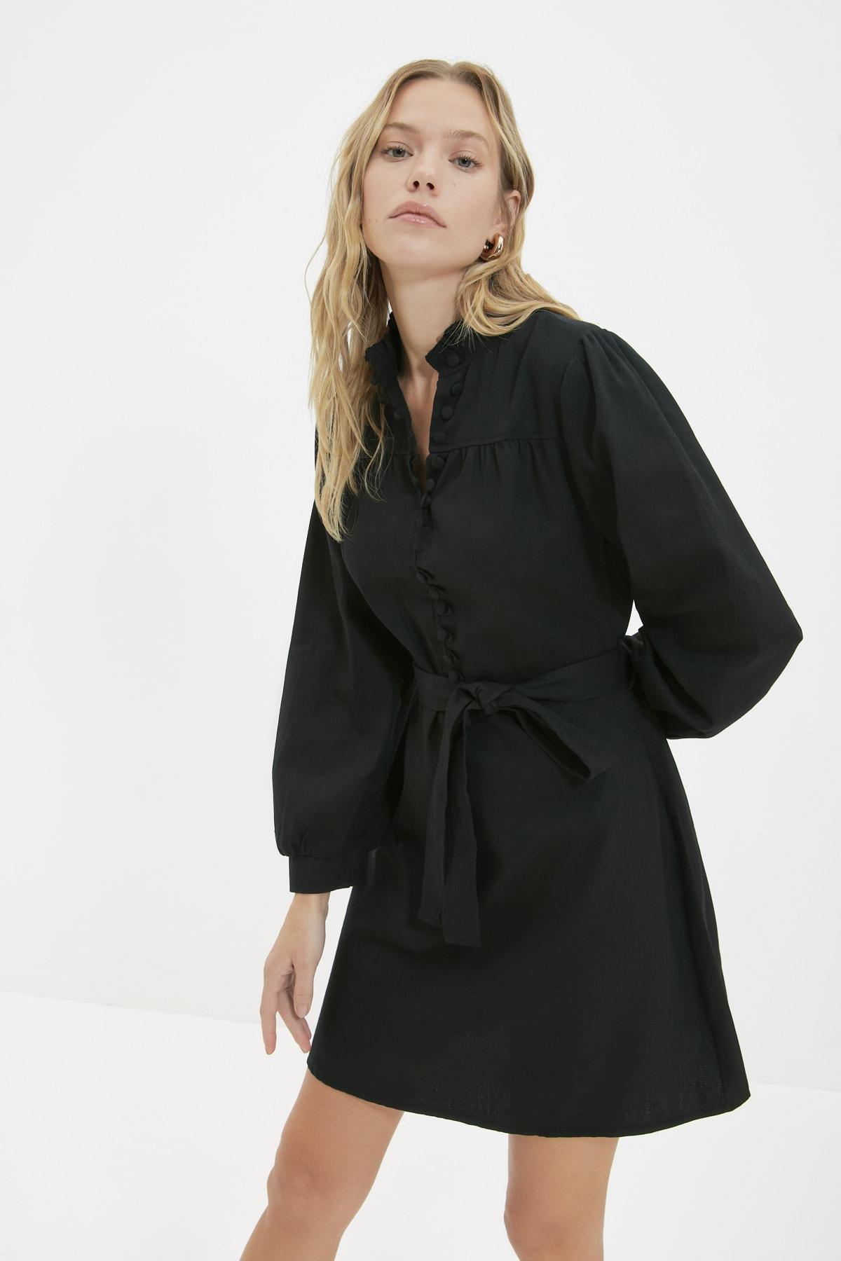 Black Wrapover Mini Dress, , large image number 1