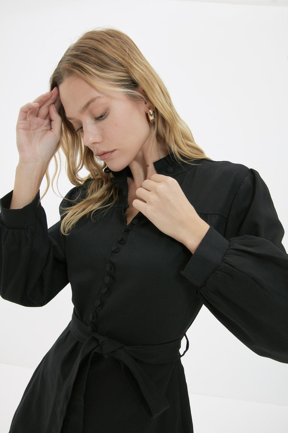 Black Wrapover Mini Dress, , large image number 2