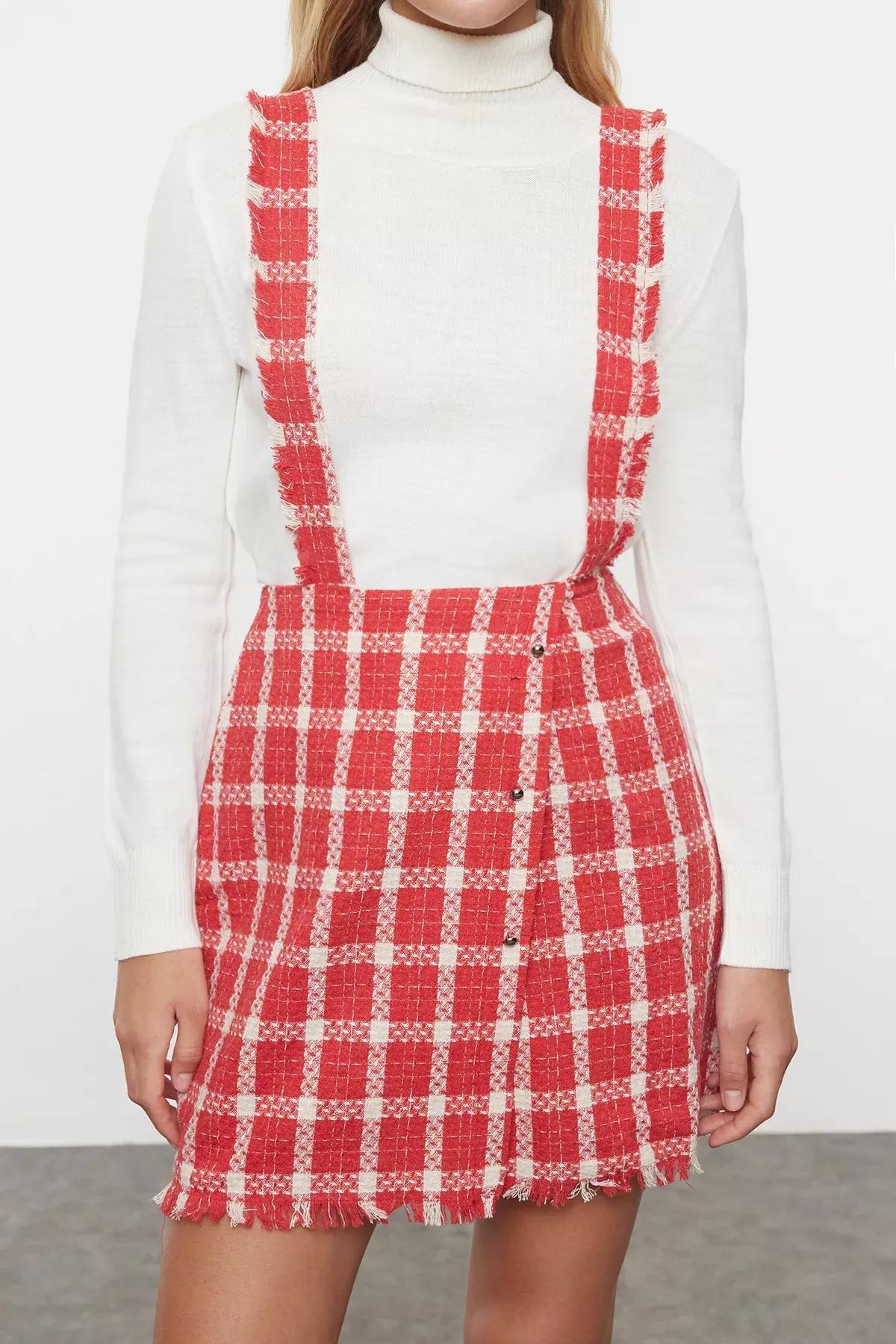 Red Plaid Checkered Mini Dress, , large image number 2