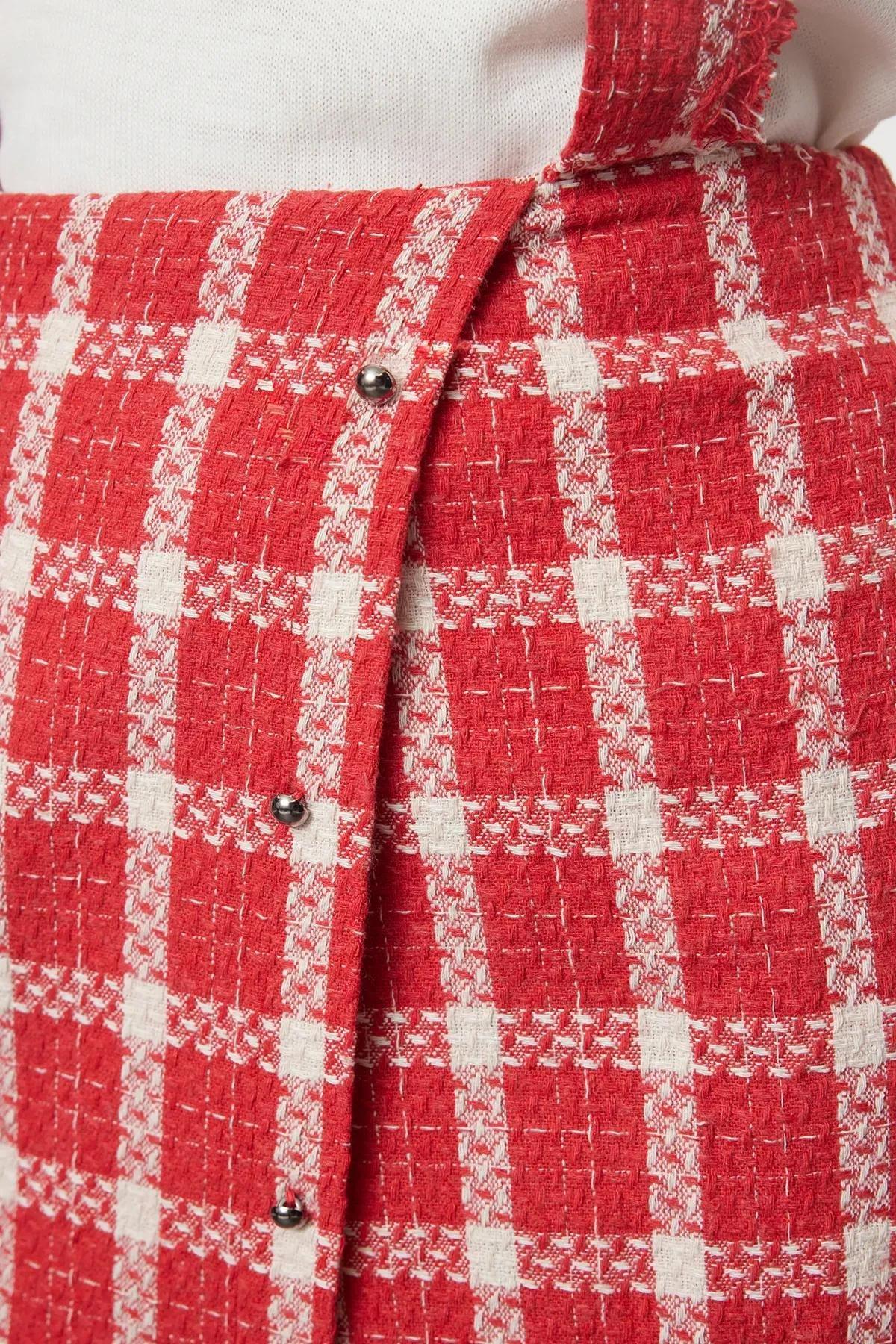 Red Plaid Checkered Mini Dress, , large image number 3