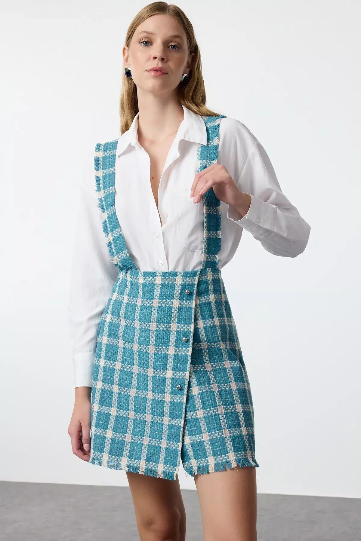Blue Plaid Checkered Dress, , large image number 1