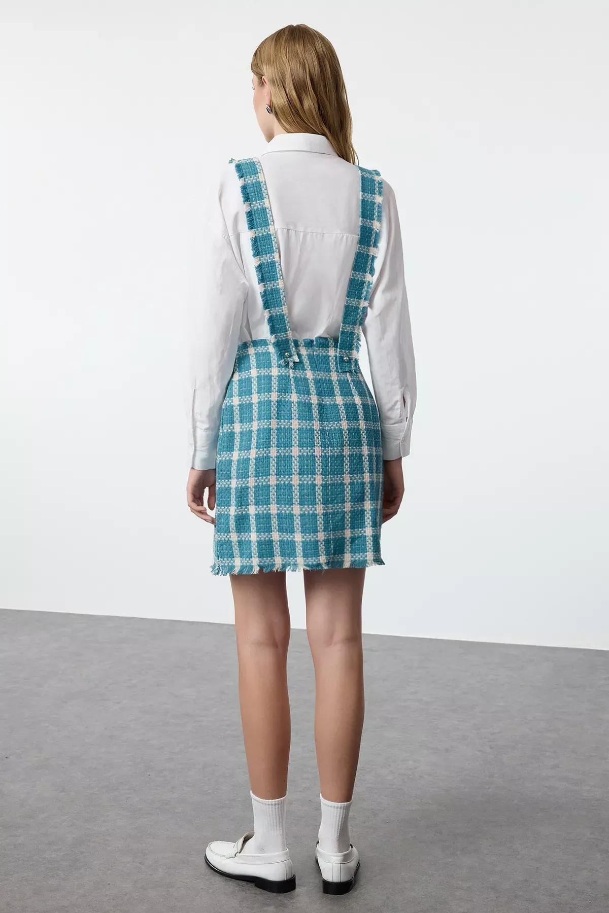 Blue Plaid Checkered Dress, , large image number 4