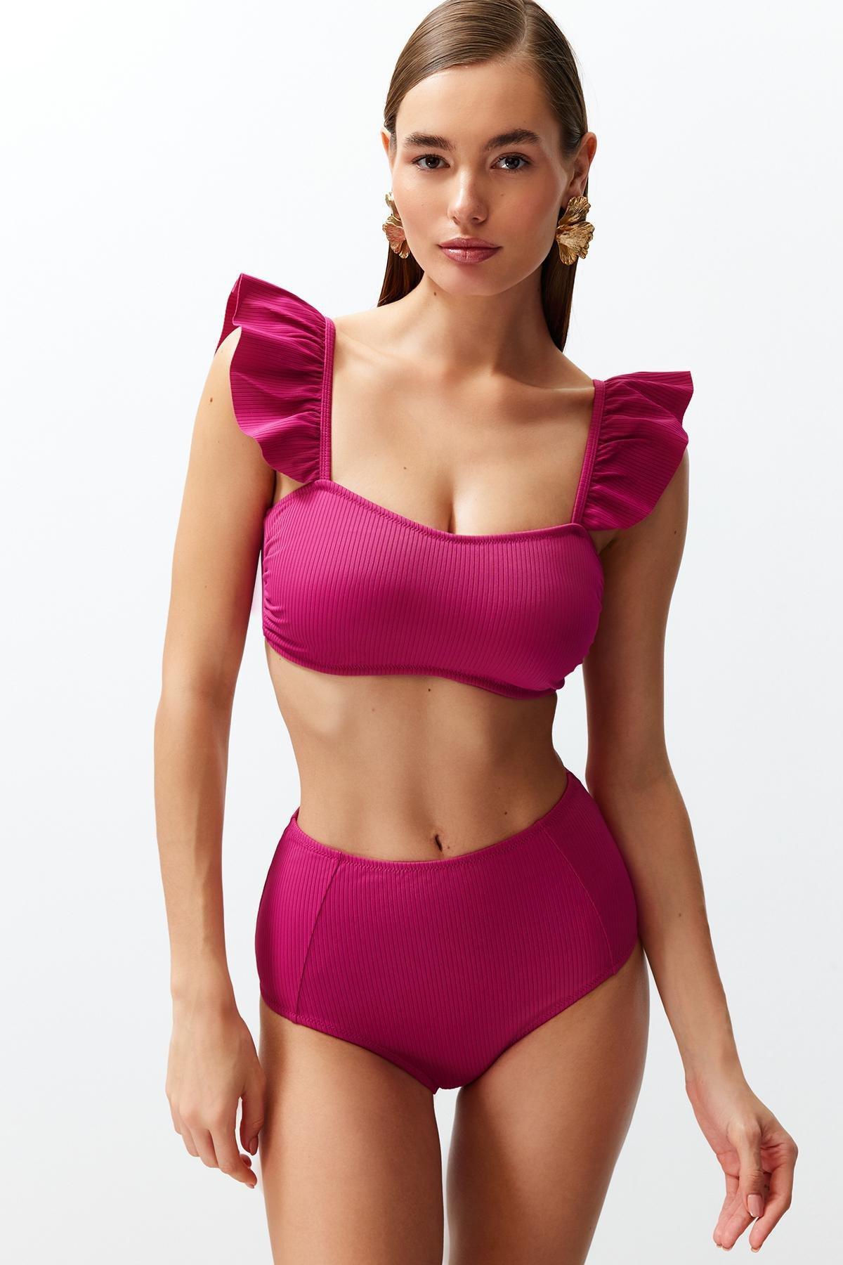 Pink Plain Bikini Set, Pink, large image number 1