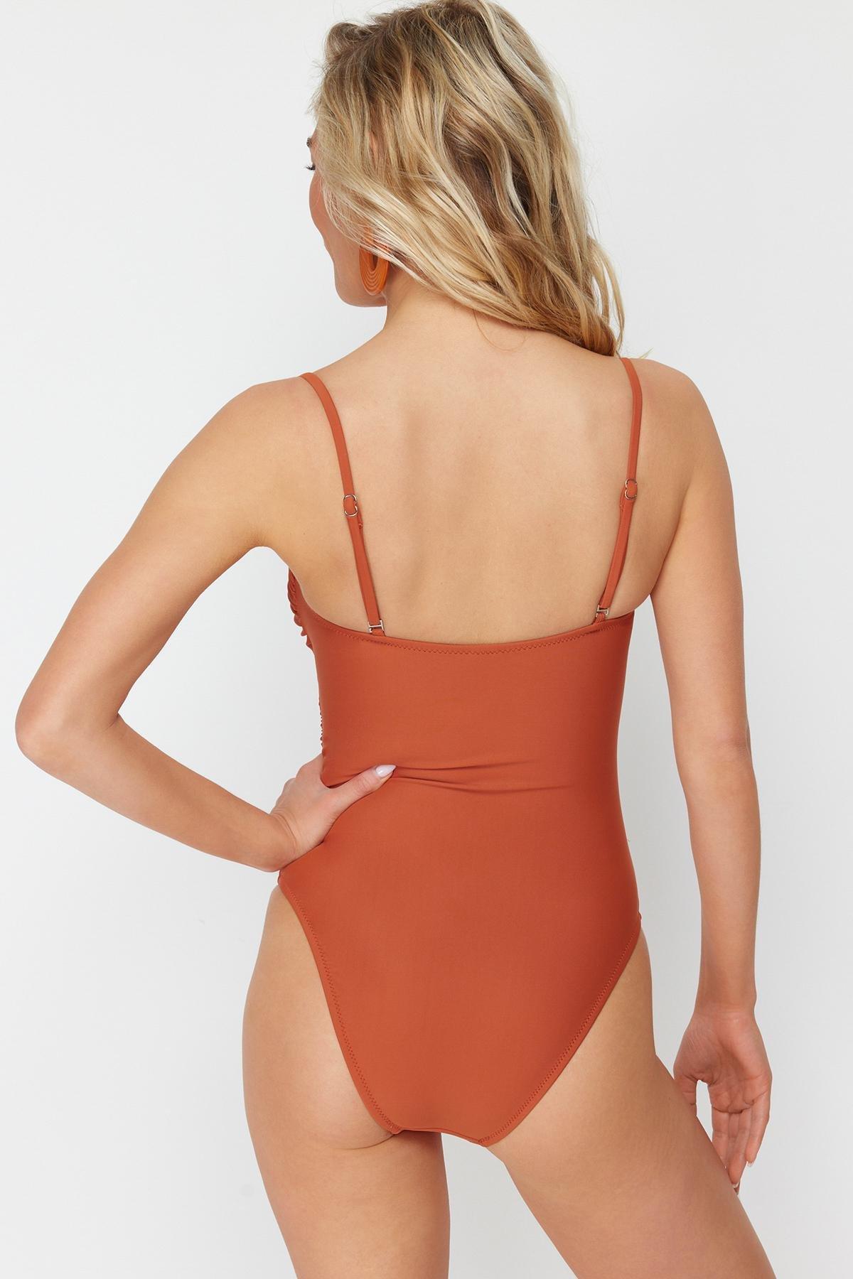 Trendyol - Red Cut-Out Hipster Swimsuit