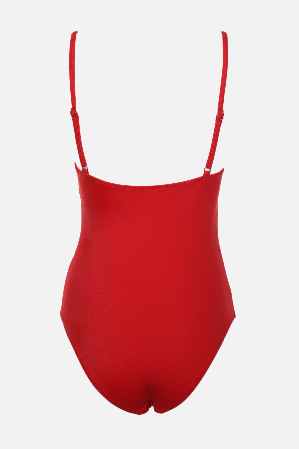 Red Plain Swimsuit, , large image number 5