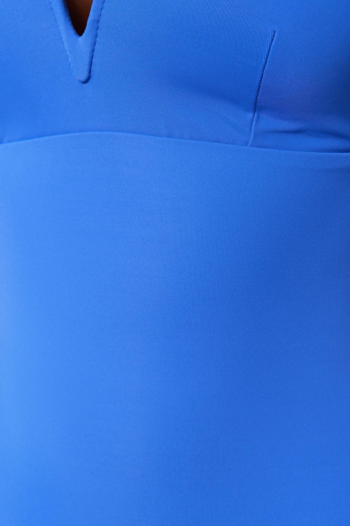 Blue Plain Swimsuit, Blue, large image number 3