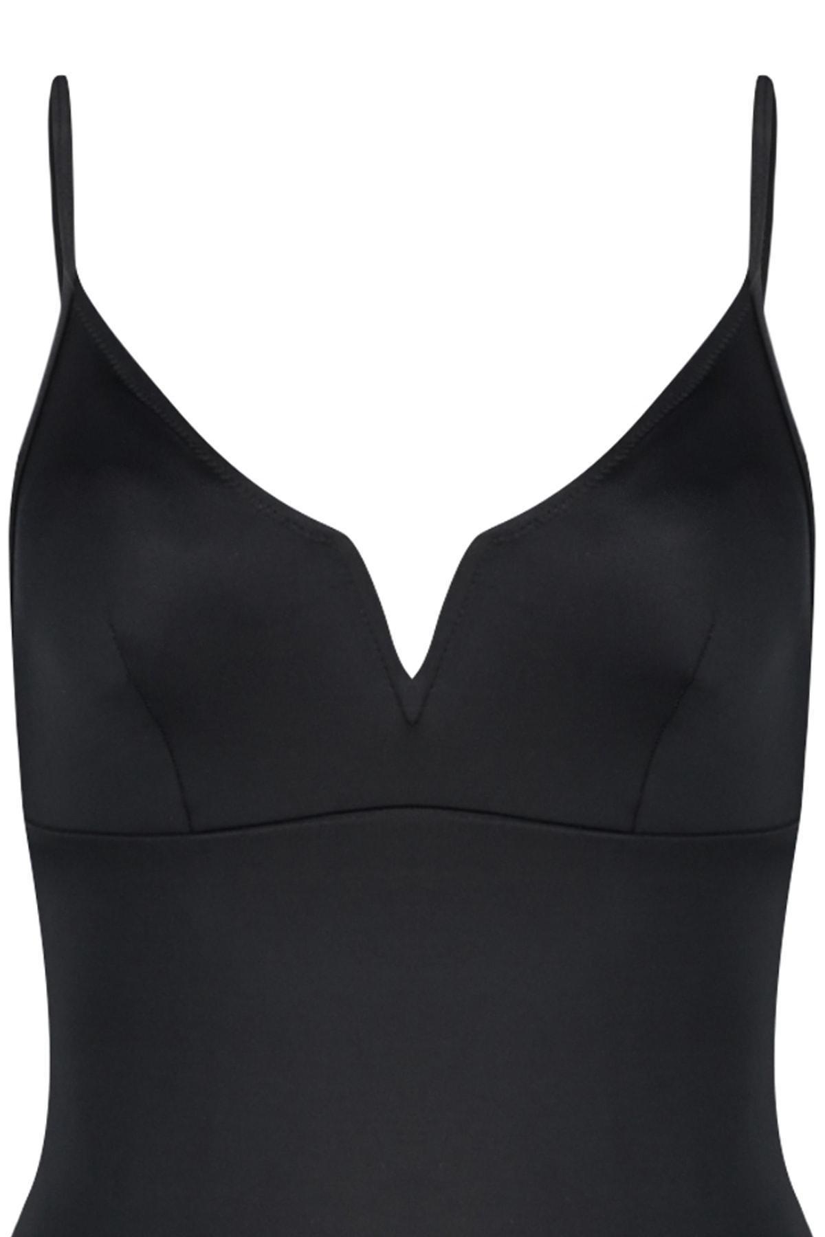 Black Plain Swimsuit, Black, large image number 5
